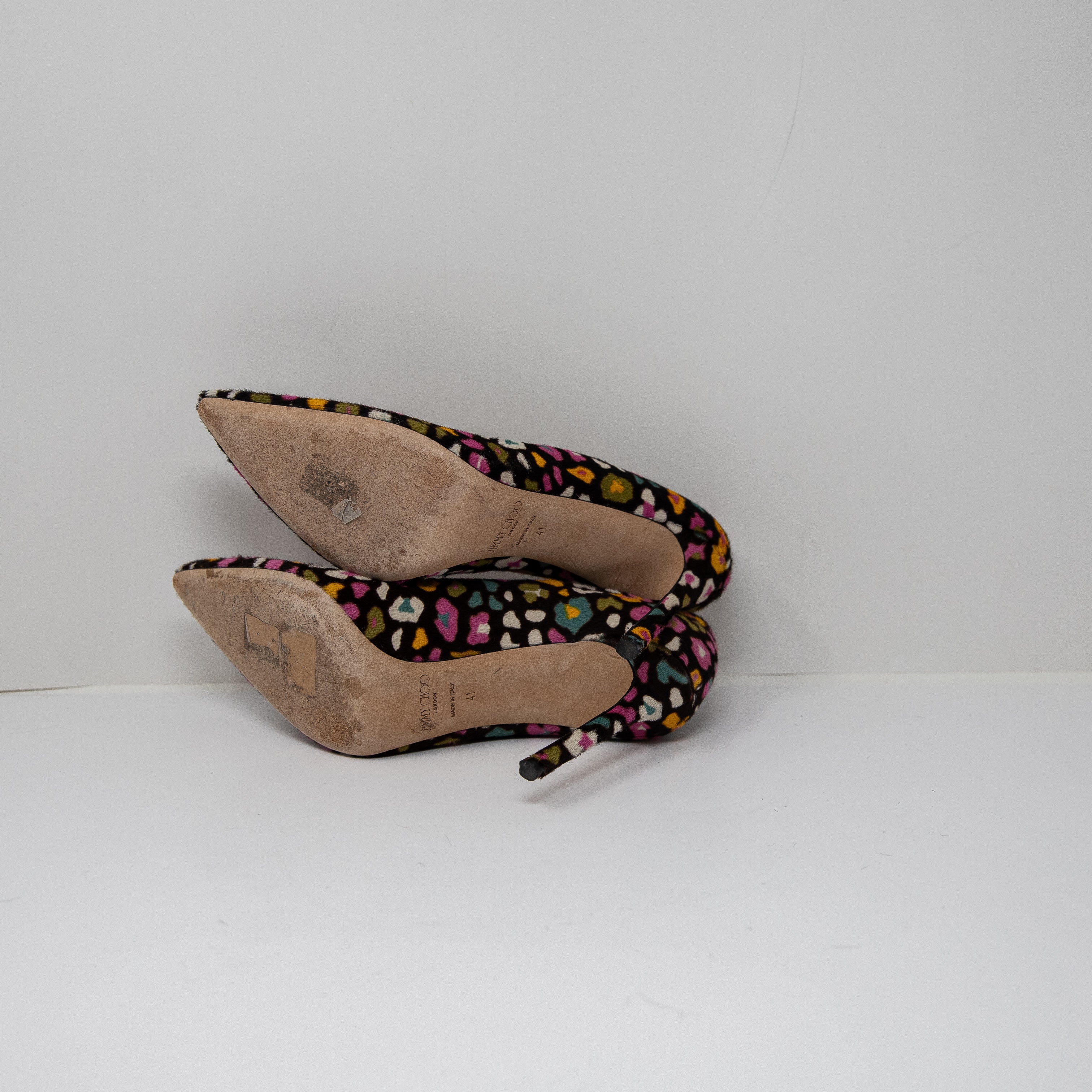 Jimmy Choo Romy Cerise Mix Print Calf Hair Pointed Toe Pumps High Heels Shoes 11