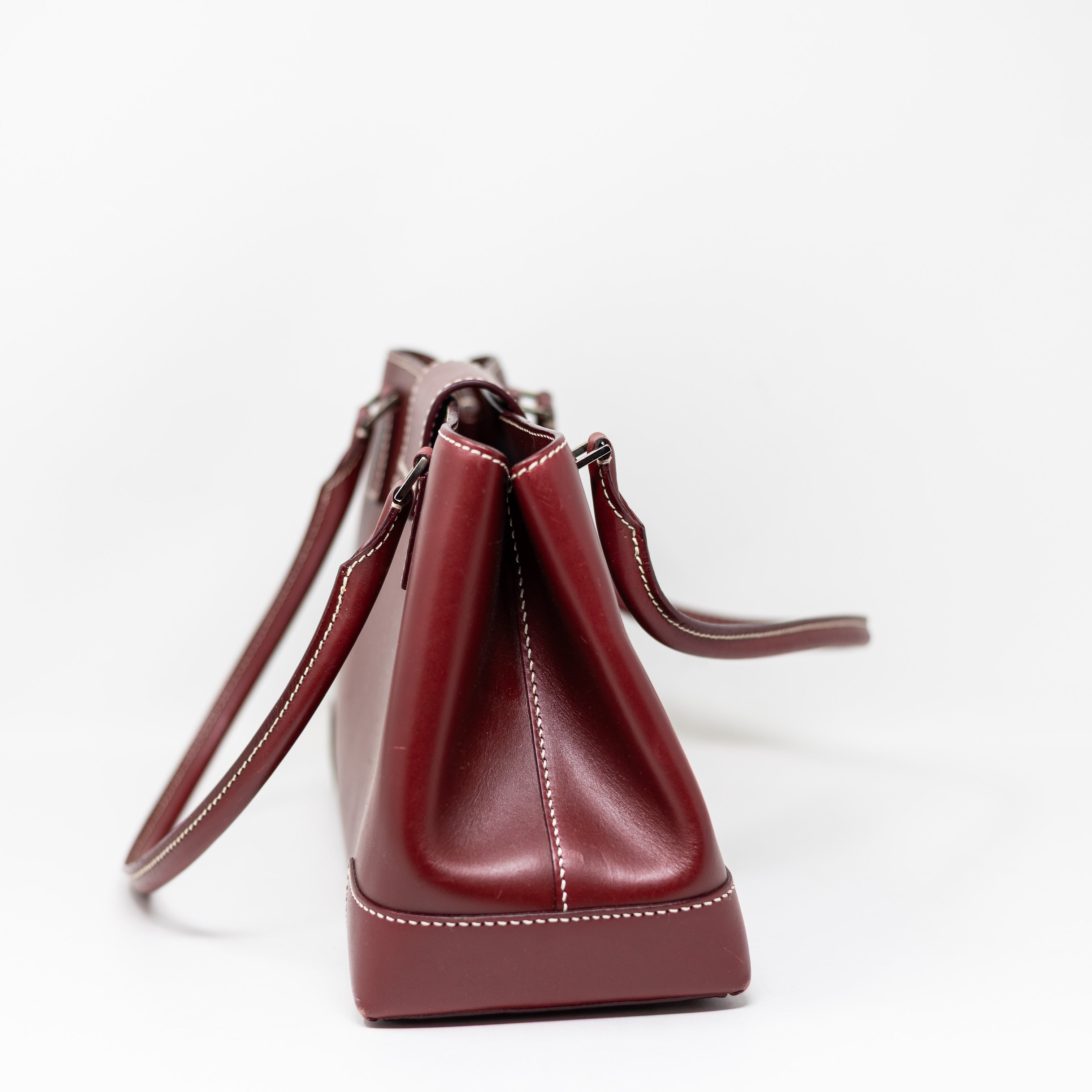 Lambertson Truex Genuine Leather Made In Italy Top Handle Purse Tote Bag Red