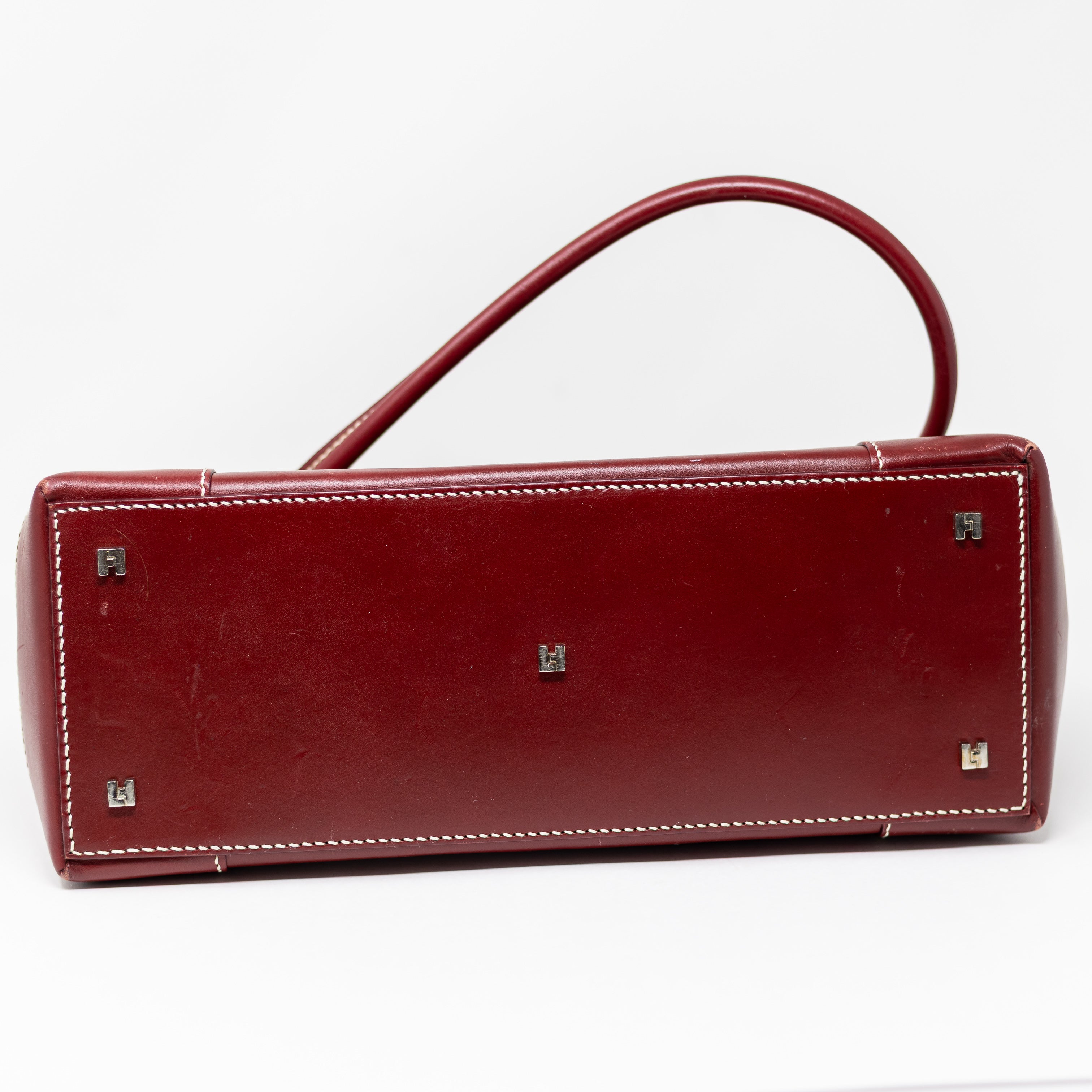 Lambertson Truex Genuine Leather Made In Italy Top Handle Purse Tote Bag Red