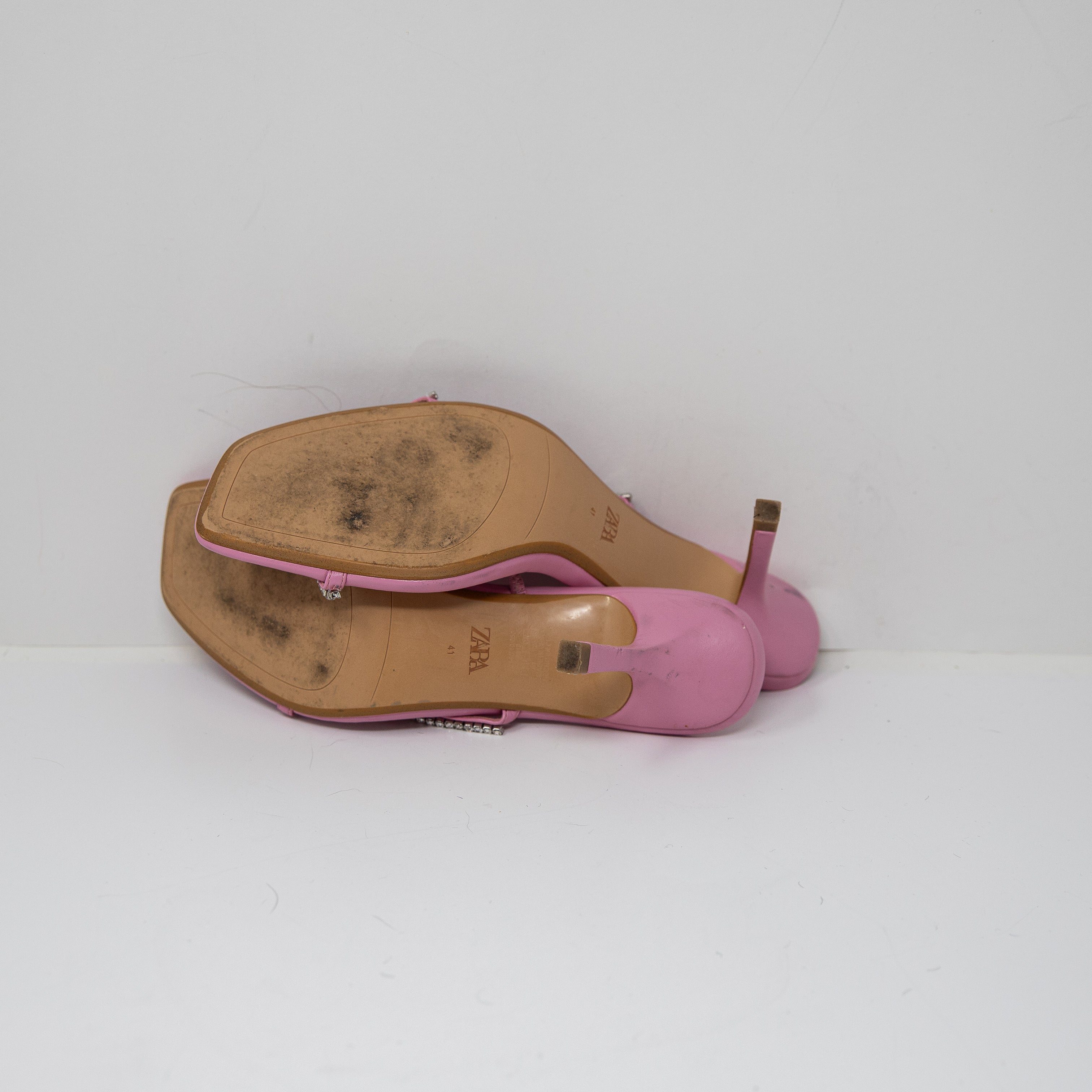 Zara Faux Vegan Leather Thin Strap Crystal Jewel Diamond Embellished Sandal Heel