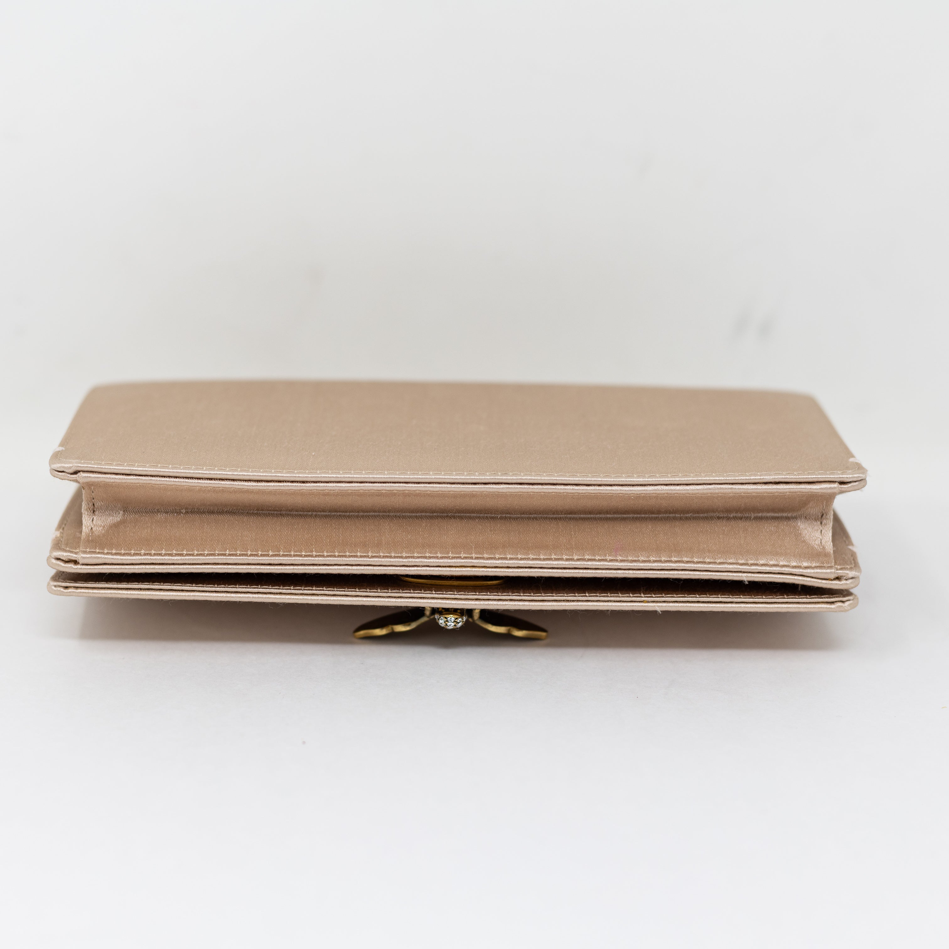 Christian Dior Satin D-Bee Crystal Jewel Embellished Top Handle Clutch Purse Bag