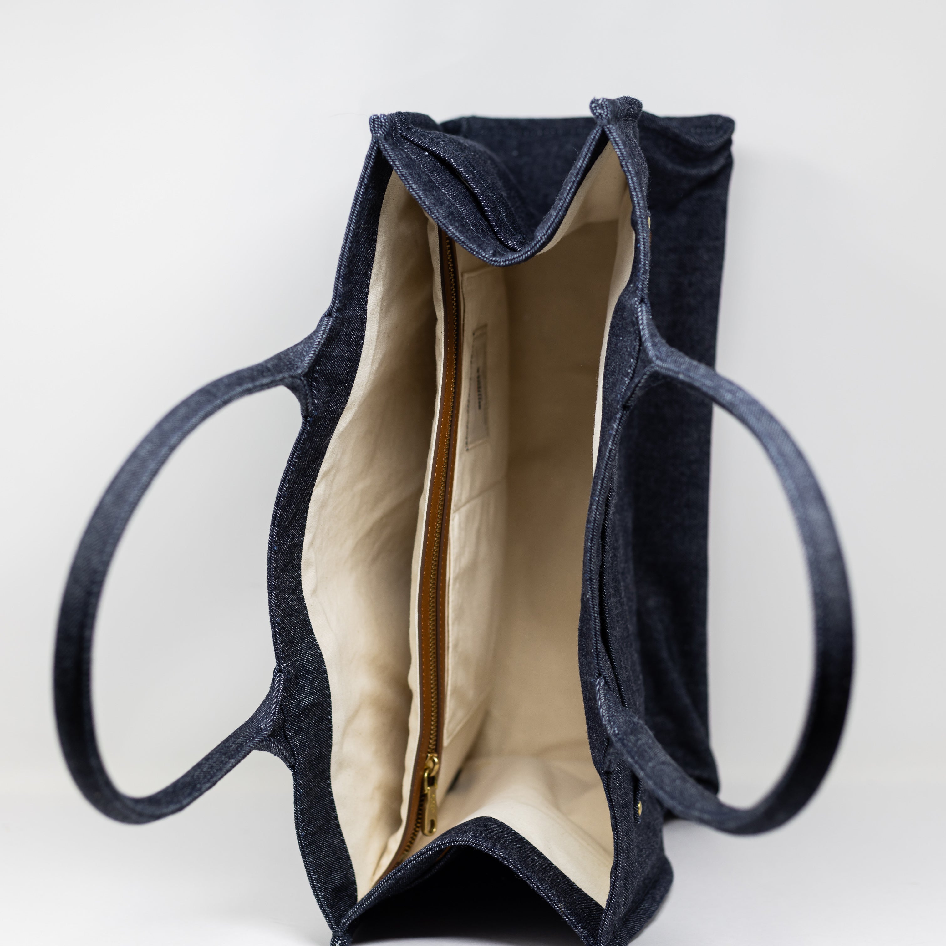 NEW Shinola Runabout Selvedge Denim Jean Cotton Canvas Open Tote Bag Purse Blue