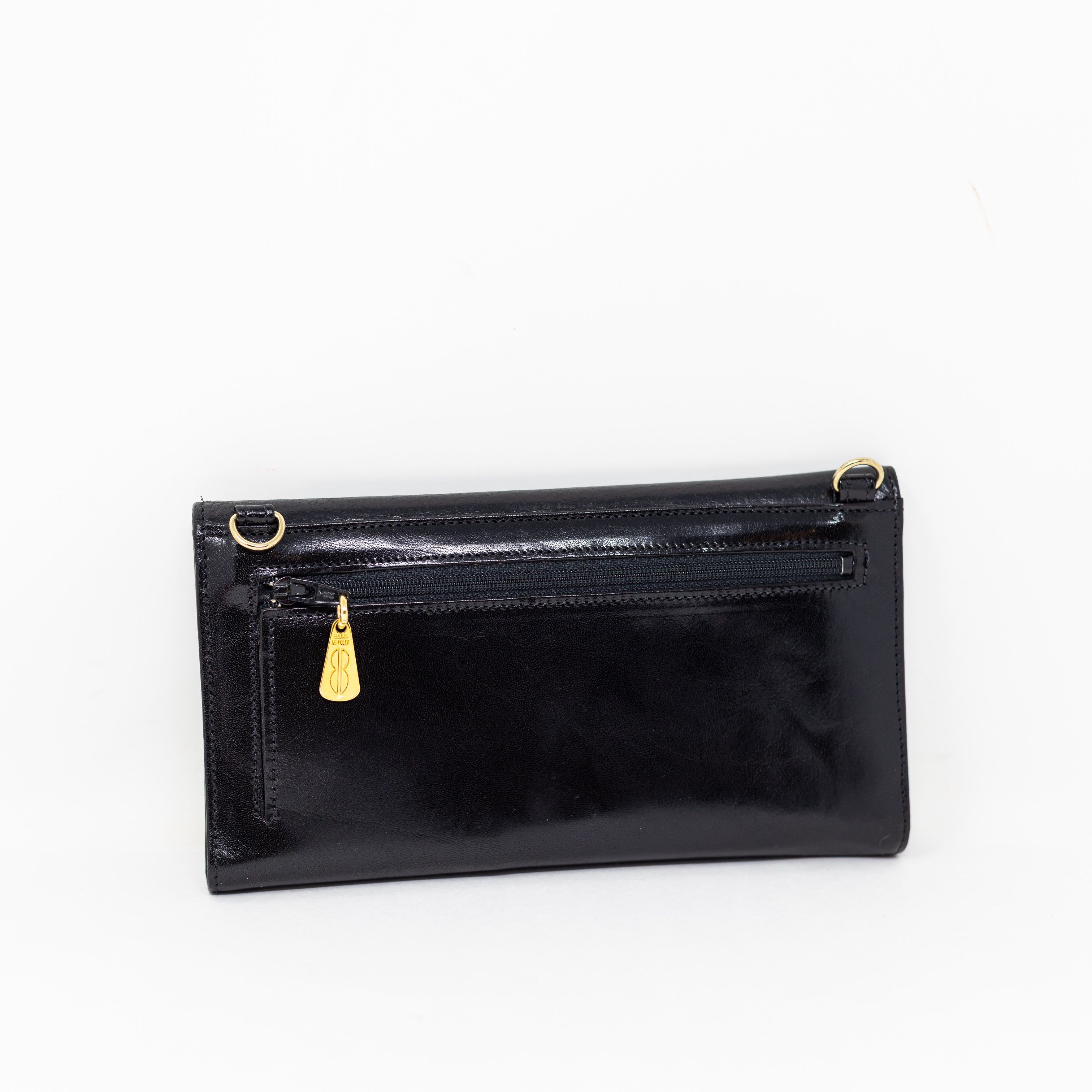 Bosca Genuine Smooth Leather USA Made Slim Trim Fold Snap Wallet Black