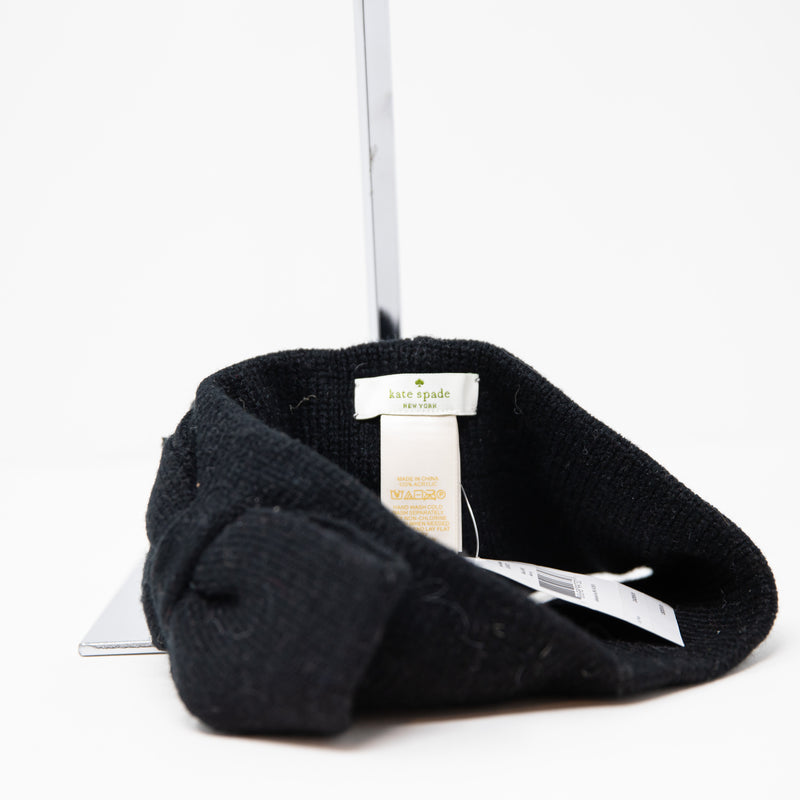 NEW Kate Spade Knit Stretch Bow Tie Sweater Headband Winter Accessory Black OS