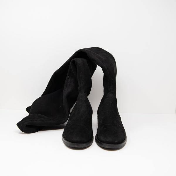 Stuart Weitzman Jocey Genuine Suede Leather Over The Knee Flat Boots Shoes Black