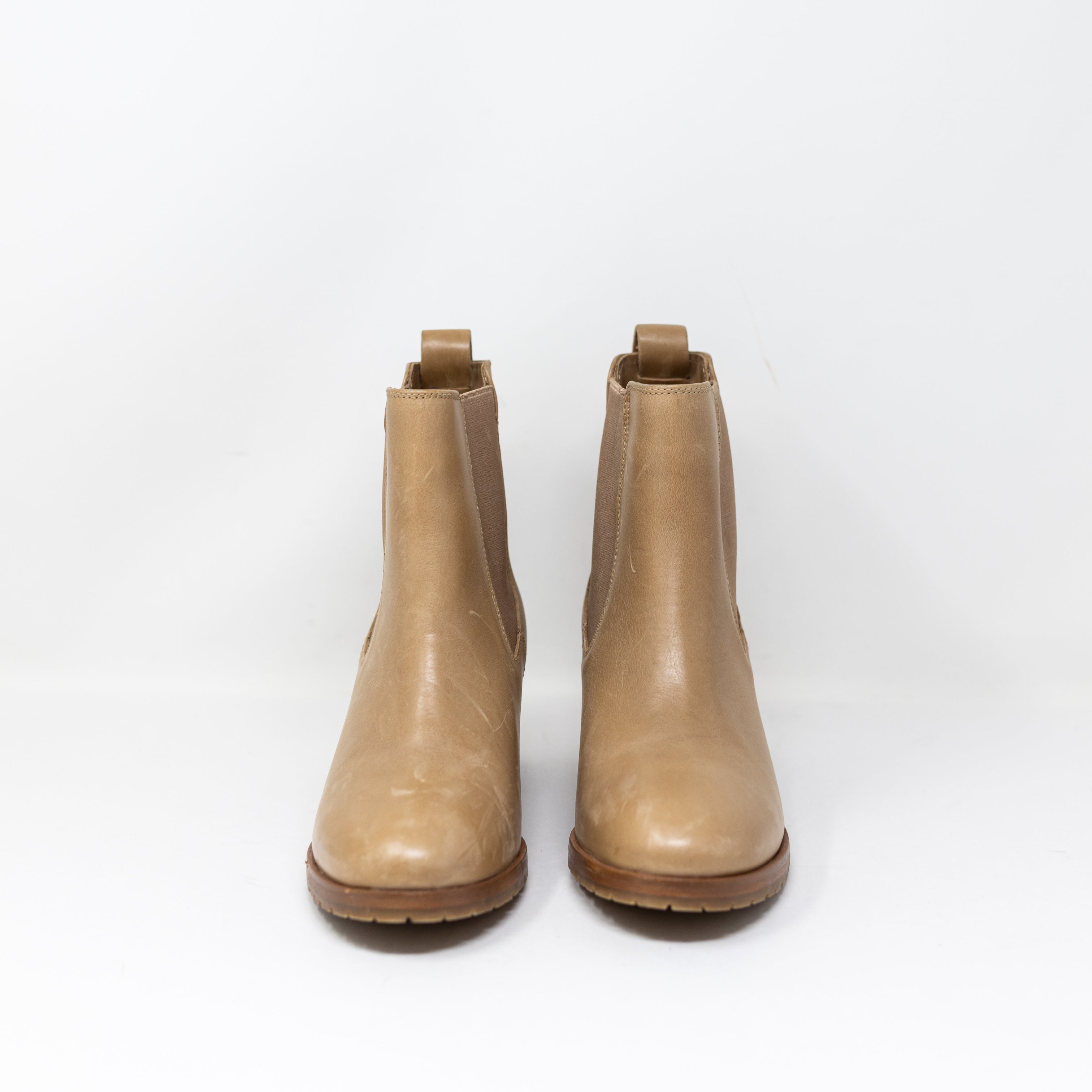 Nisolo Ana Go-To Block Heeled Pull On Genuine Leather Ankle Booties Shoes Brown