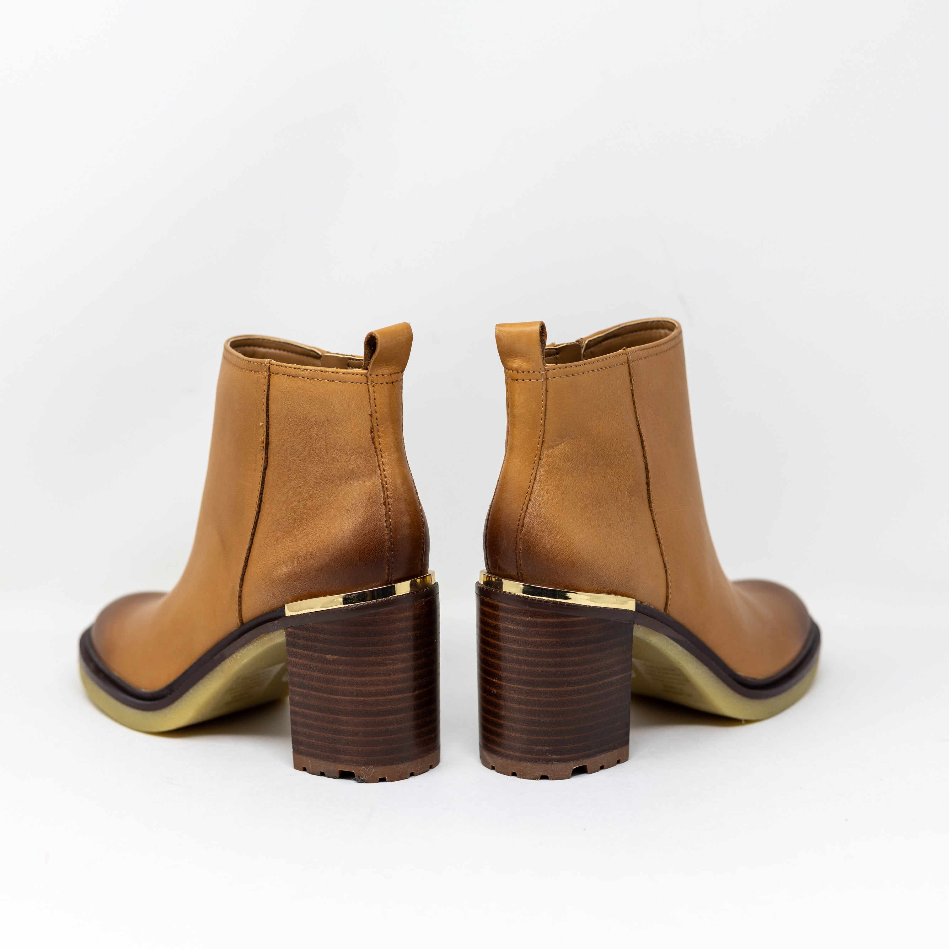 NEW Vince Camuto Women's Gorgan Light Cognac Tan Leather Block Heel Ankle Boots