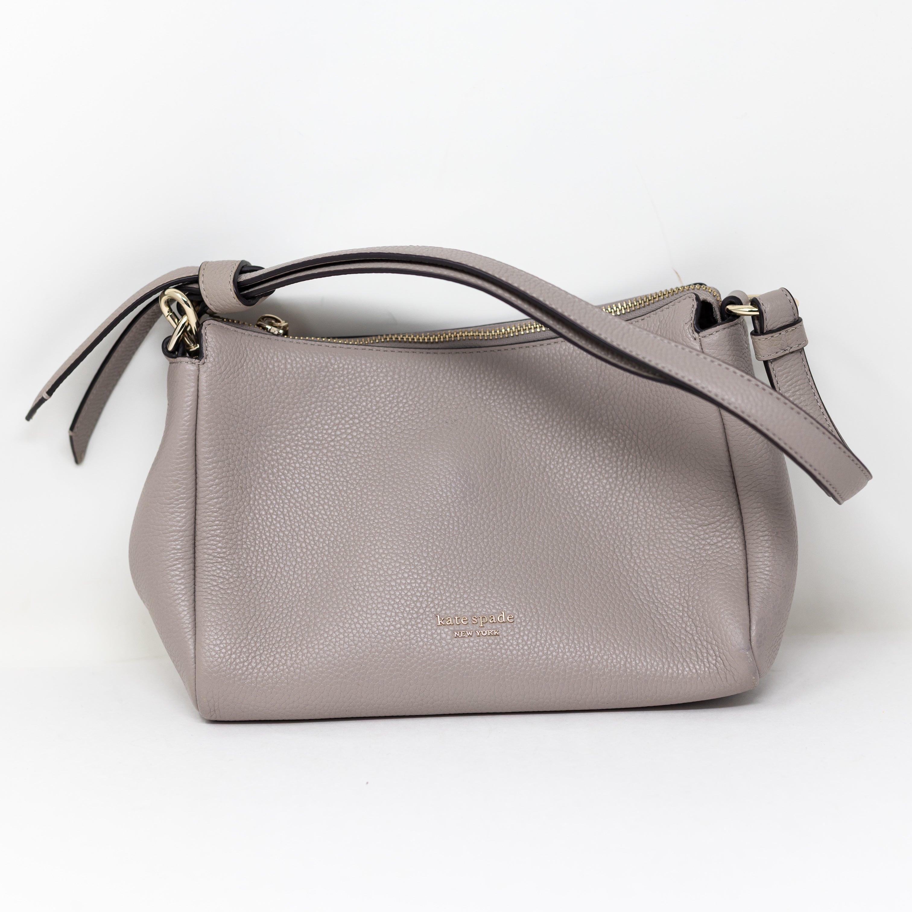 Kate Spade Knott Medium Genuine Pebbled Leather Shoulder Bag Purse Gray