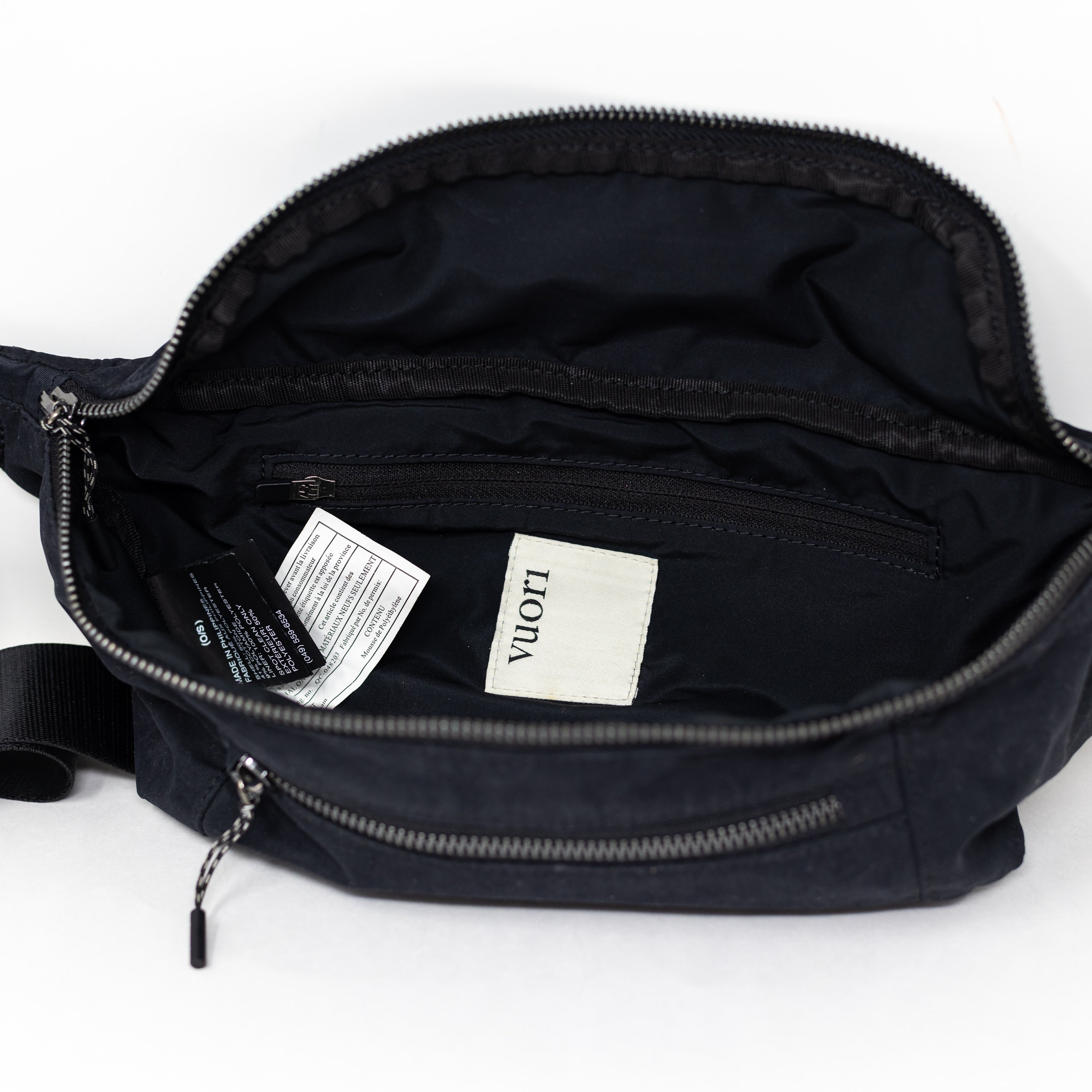Vuori Sling Convertible Crossbody Waist Fanny Pack Slim Purse Bag Solid Black
