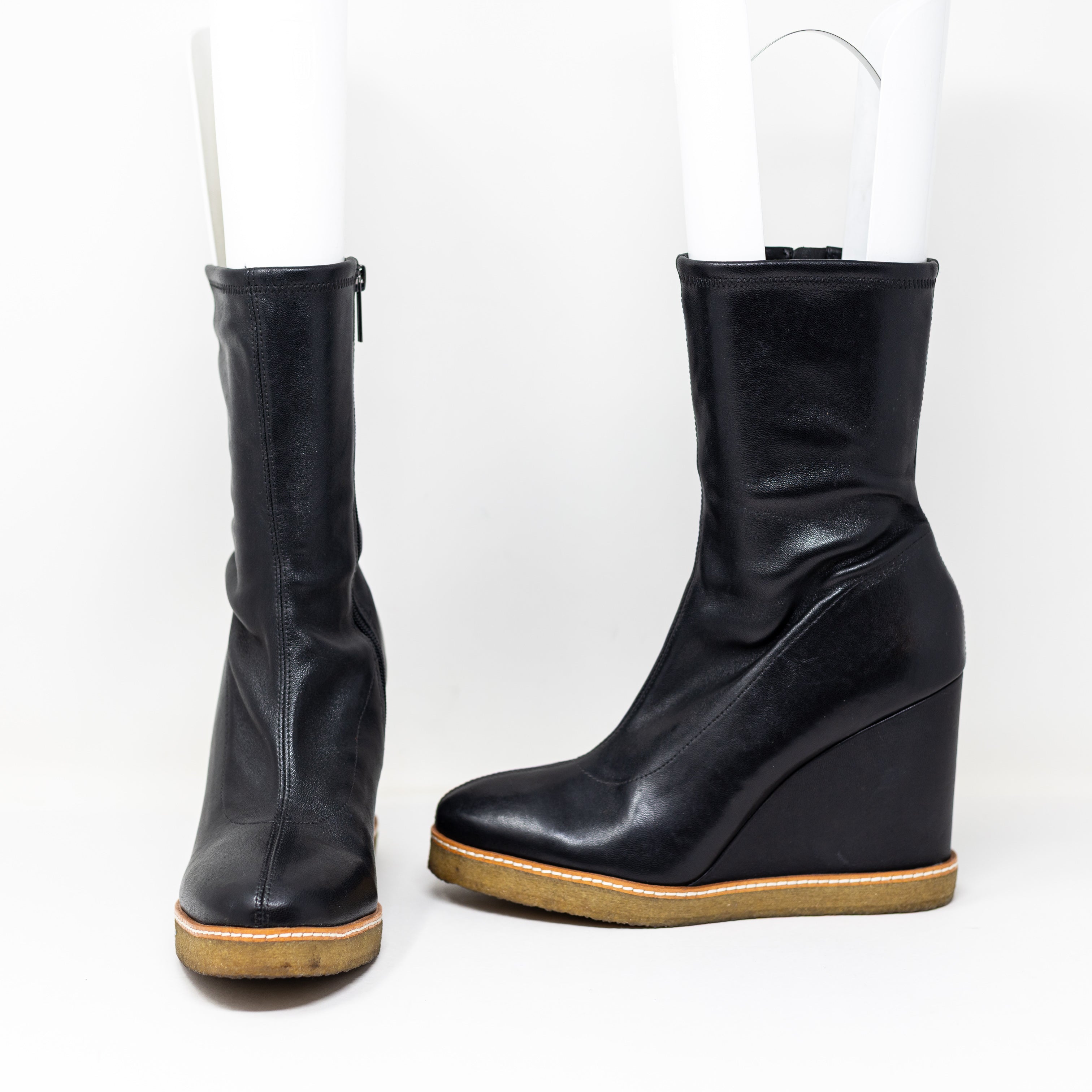 Veronica Beard Arlo Genuine Leather Wedge High Heel Ankle Booties Boots Shoes 11