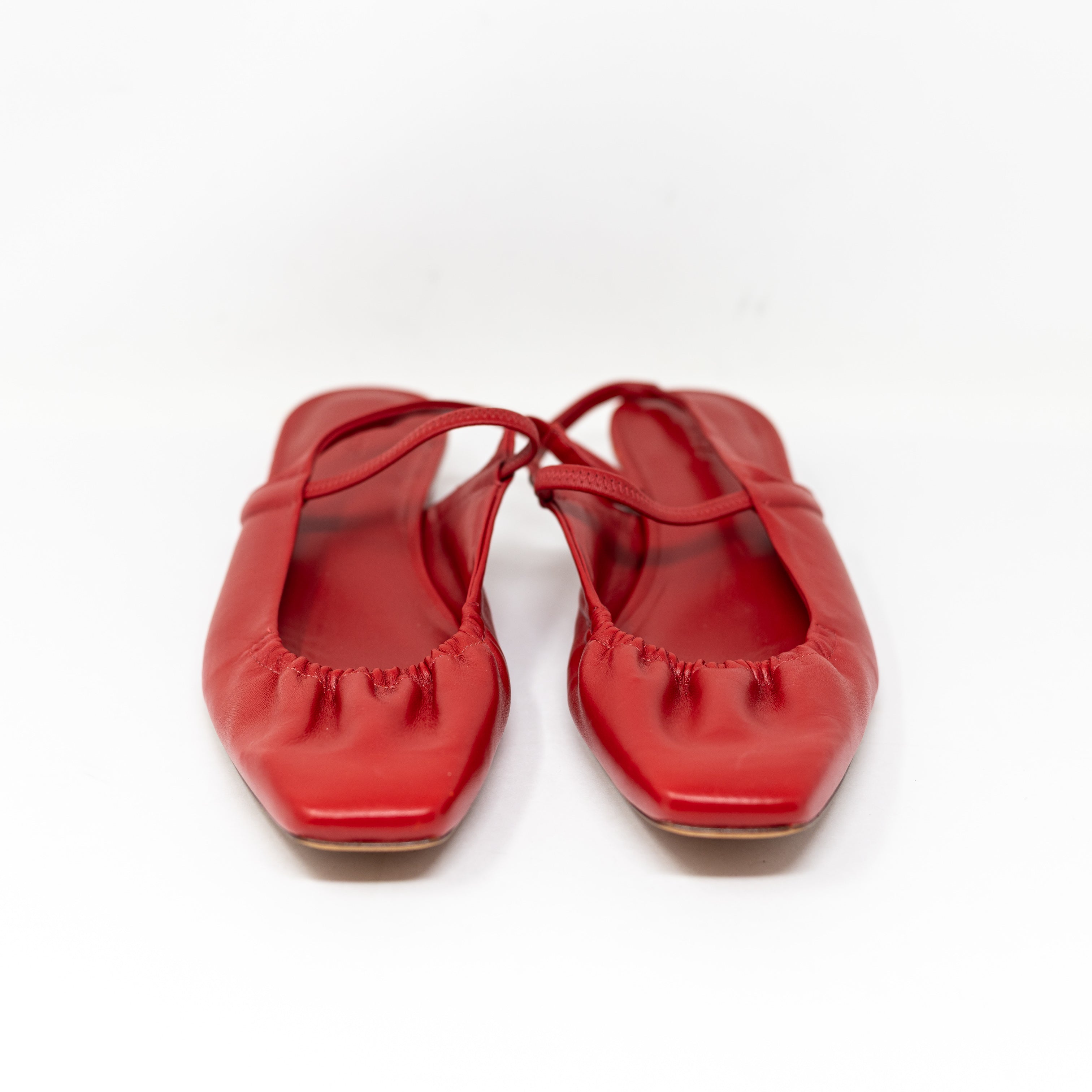 NEW Vince Bernice Genuine Leather Square Toe Slingback Ballet Flats Shoes Red 11