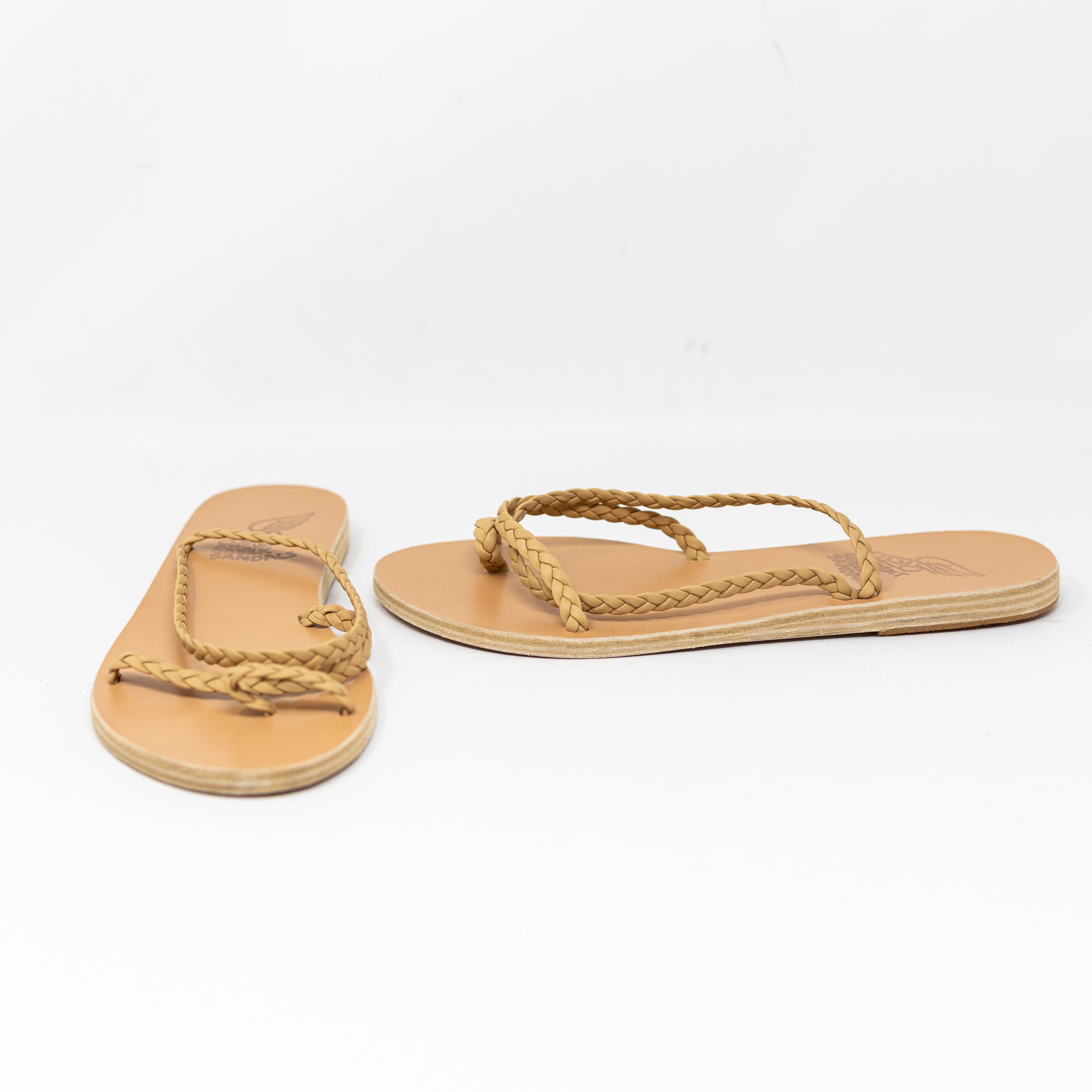 NEW Ancient Greek Sandals Eleftheria Braided Genuine Leather Flat Sandal Neutral