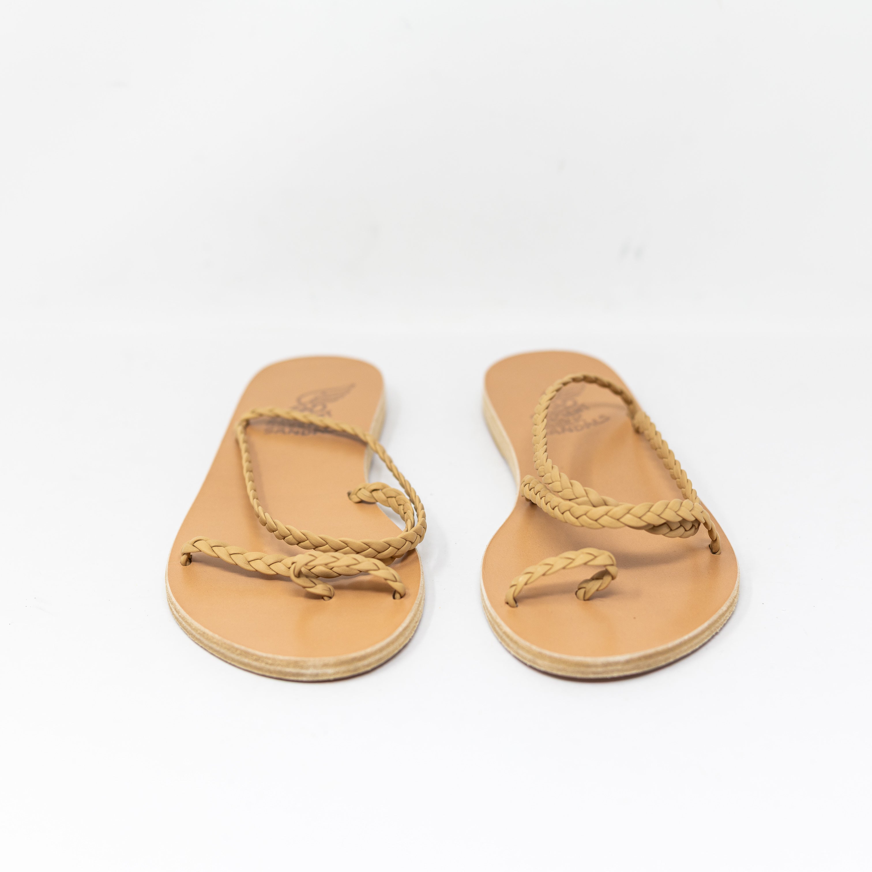 NEW Ancient Greek Sandals Eleftheria Braided Genuine Leather Flat Sandal Neutral