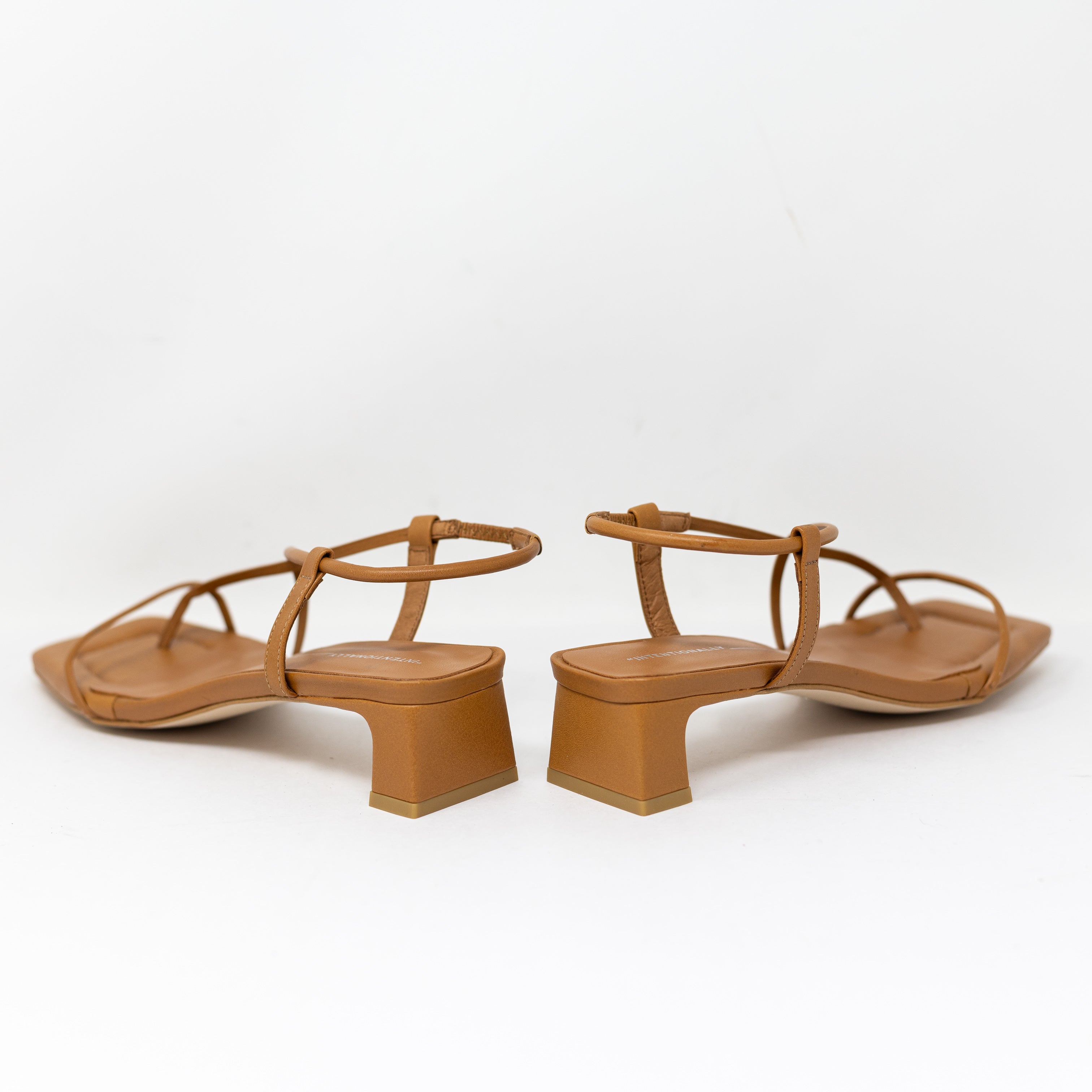 NEW Intentionally Blank Anca Genuine Leather Strappy Block Heel Shoes Tan 9