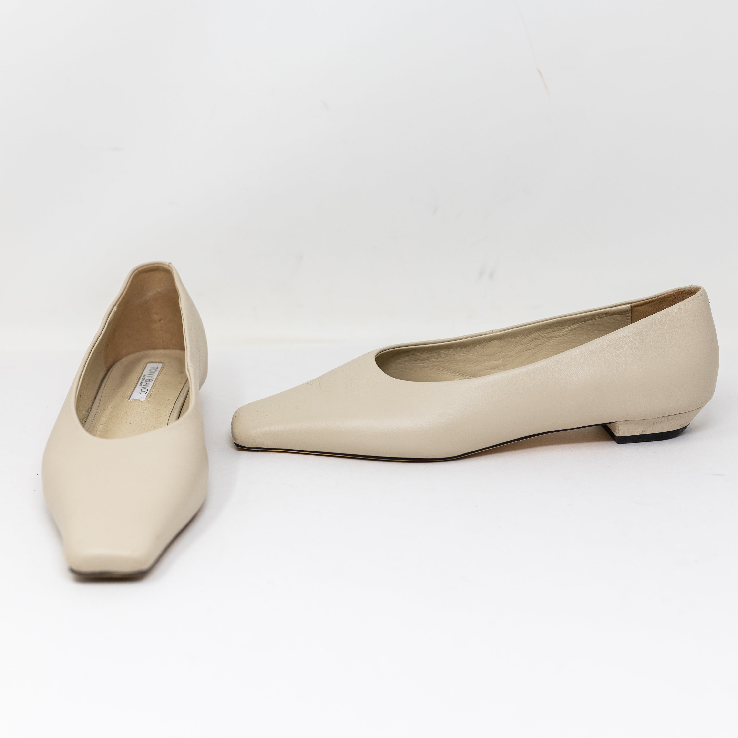 Tony Bianco Women's Genuine Leather Elongated Square Toe Ballet Flats Shoes 7