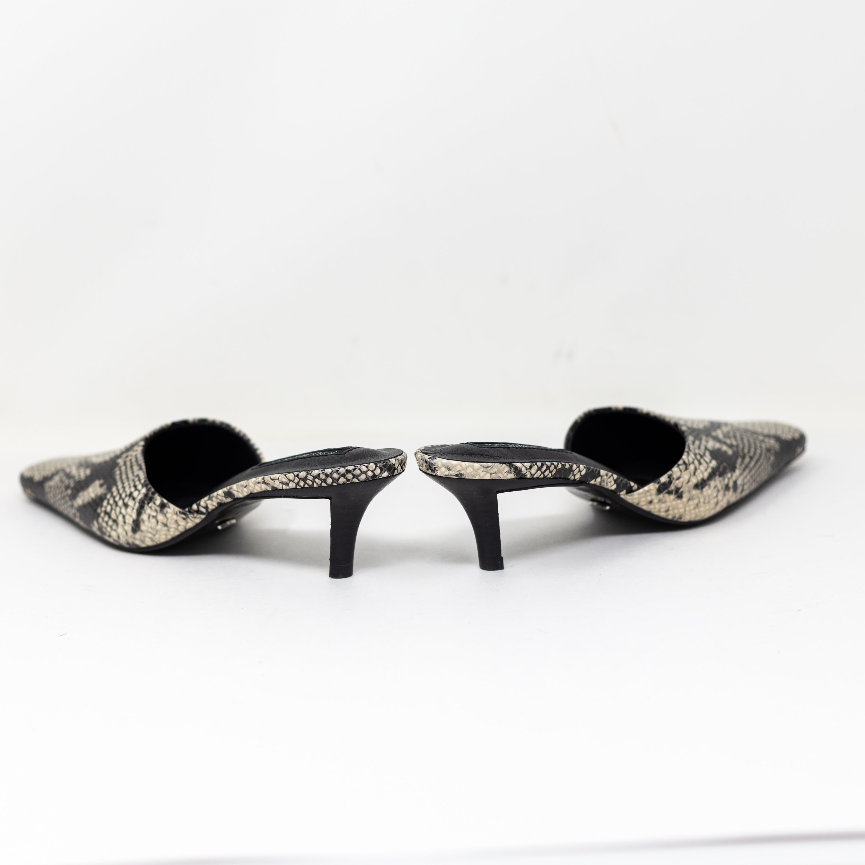 NEW Tony Bianco Zubi Leather Square Toe Backless Pumps Mules Heels Shoes Snake 7