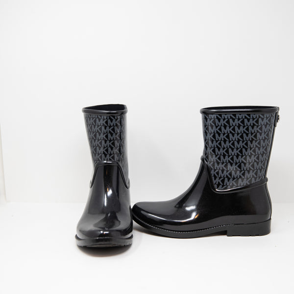 Michael Kors MK Logo Print Pattern Waterproof Ankle Pull On Rain Snow Boots 8