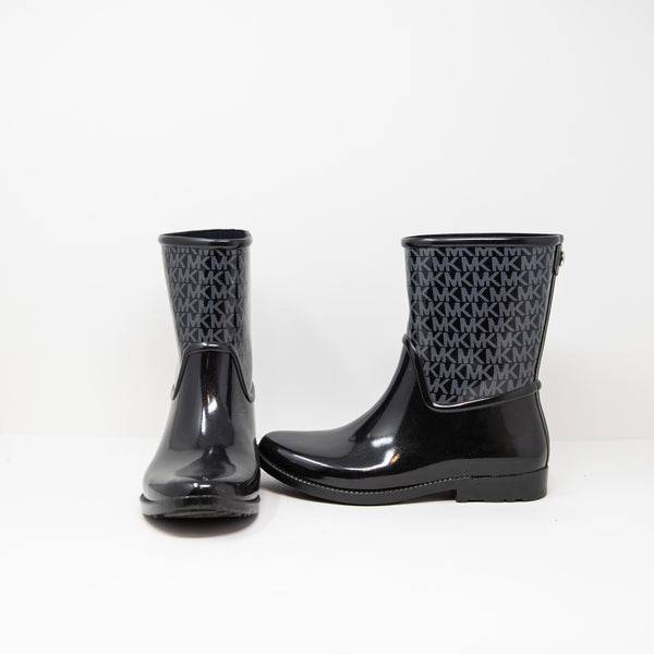 Michael Kors MK Logo Print Pattern Waterproof Ankle Pull On Rain Snow Boots 8