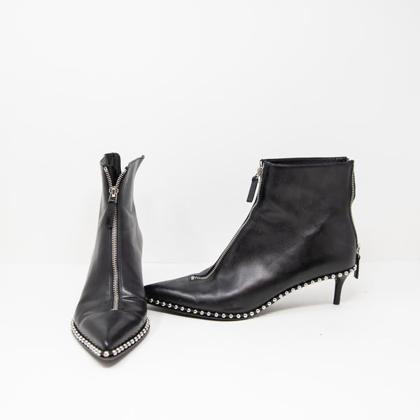 Alexander Wang Eri Genuine Leather Studded Embellished Zip Up Ankle Booties 9
