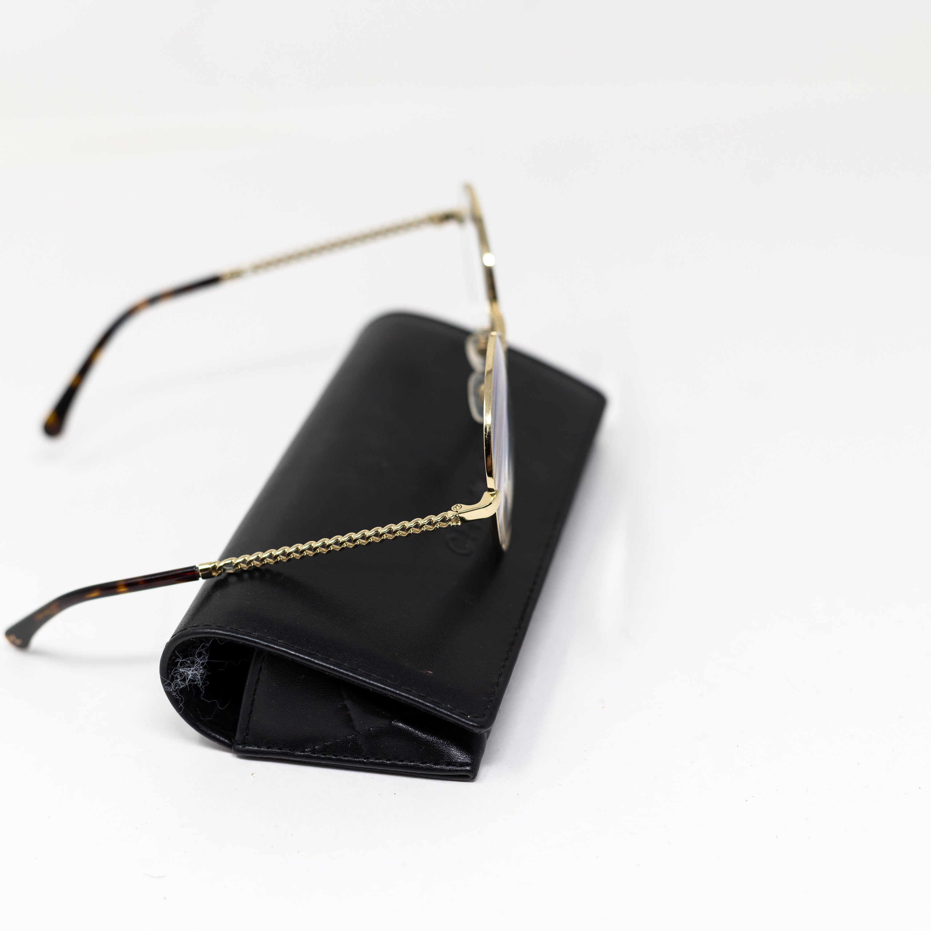 Chanel 2186 Oversize Round Lens Chain Link Gold Metal Magnifying Reading Glasses
