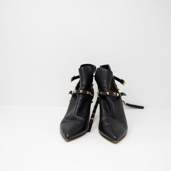 Valentino Garavani Pyramid Rockstud High Heel Ankle Genuine Leather Booties Shoe