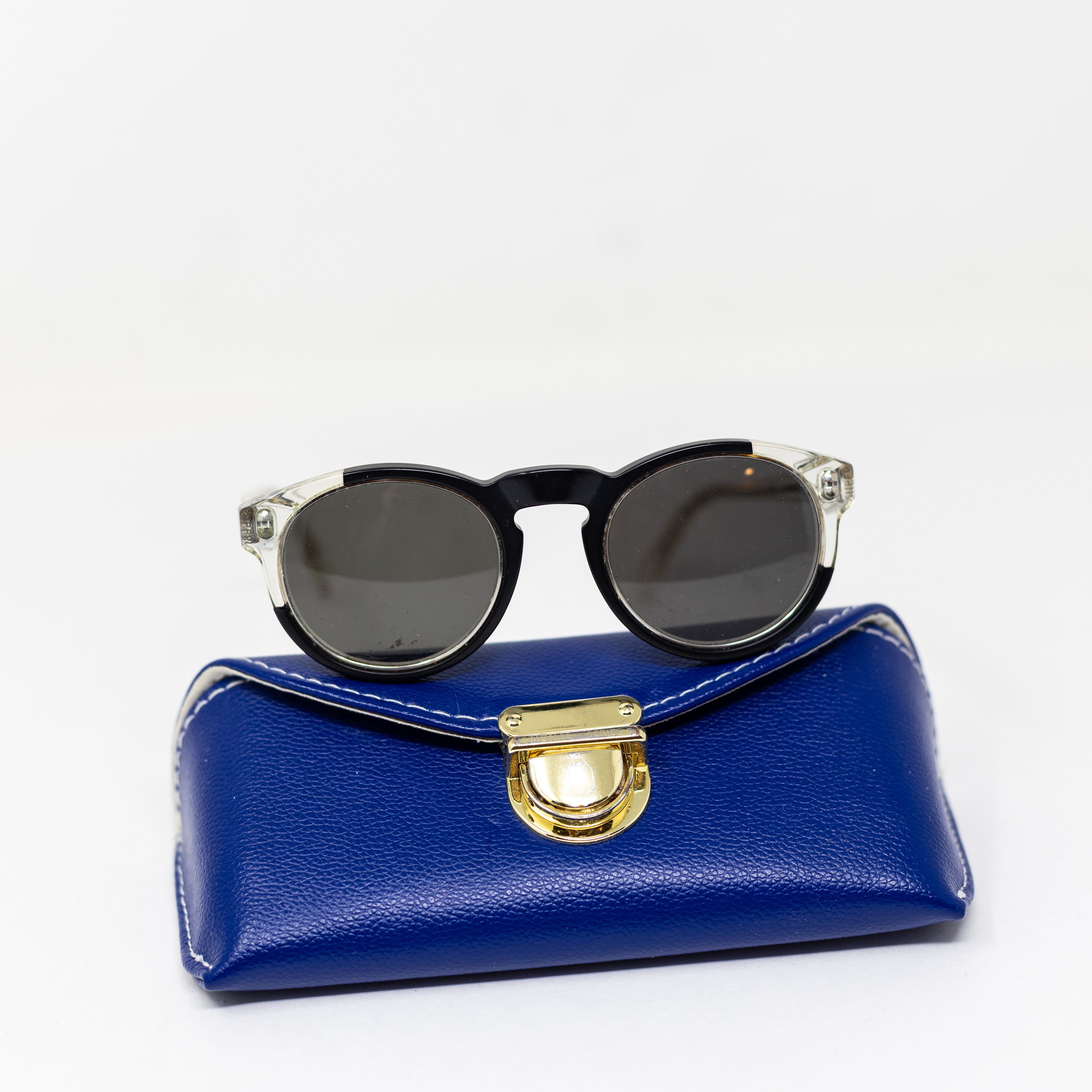 Retro Super Future Paloma Black Clear Plastic Frames Round Lenses Sunglasses