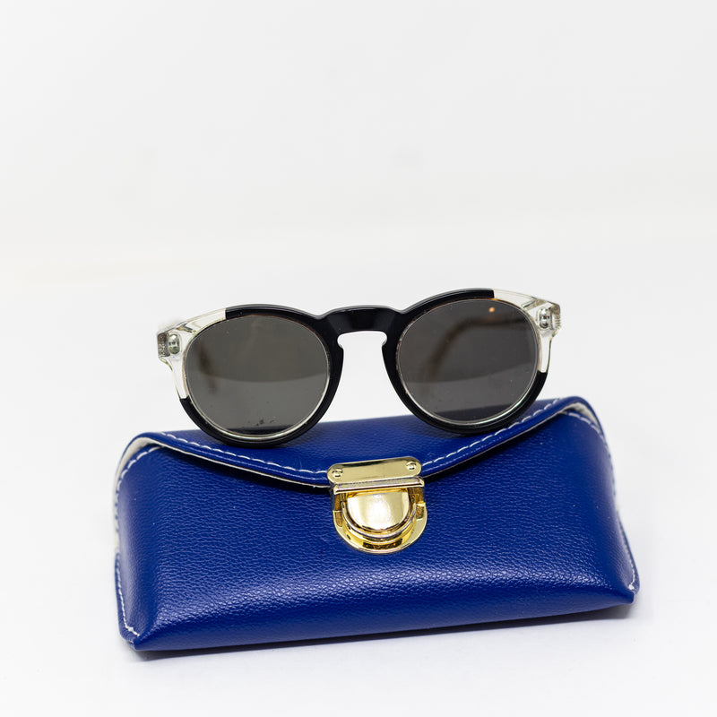 Retro Super Future Paloma Black Clear Plastic Frames Round Lenses Sunglasses