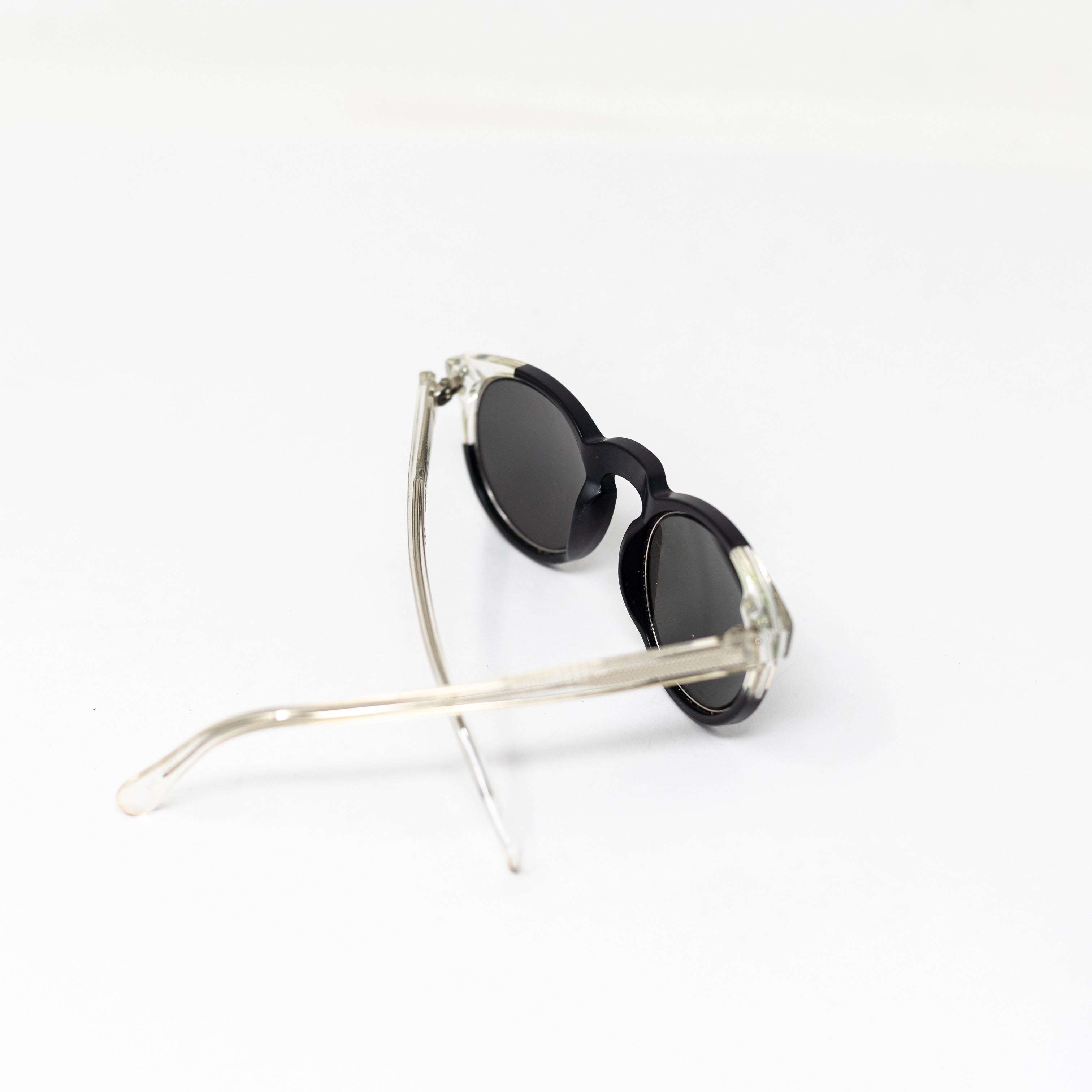 Retro Super Future Paloma Black Clear Plastic Frames Round Lenses Sunglasses