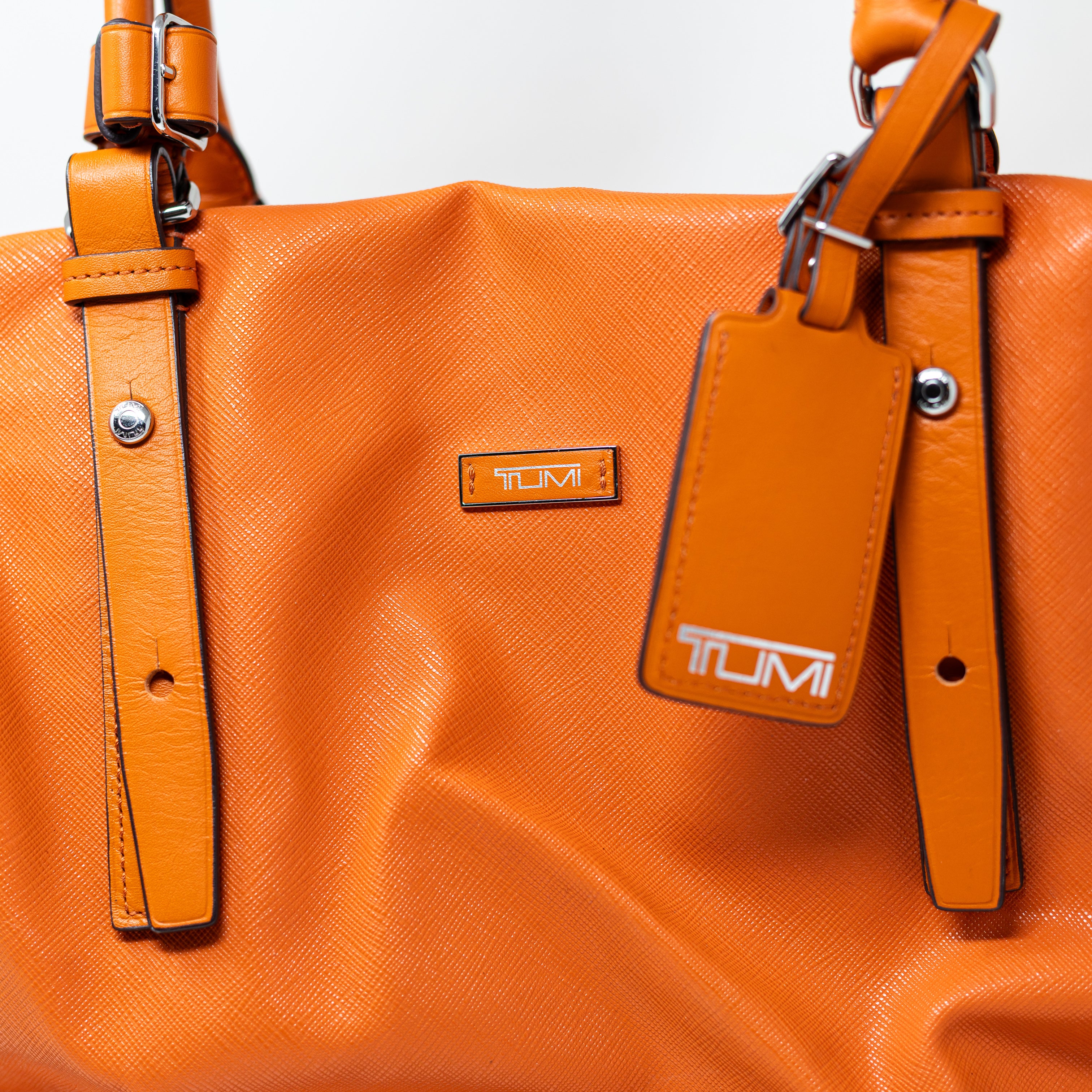 Tumi Genuine Leather Top Handle Oversized Travel Weekender Suitcase Purse Bag