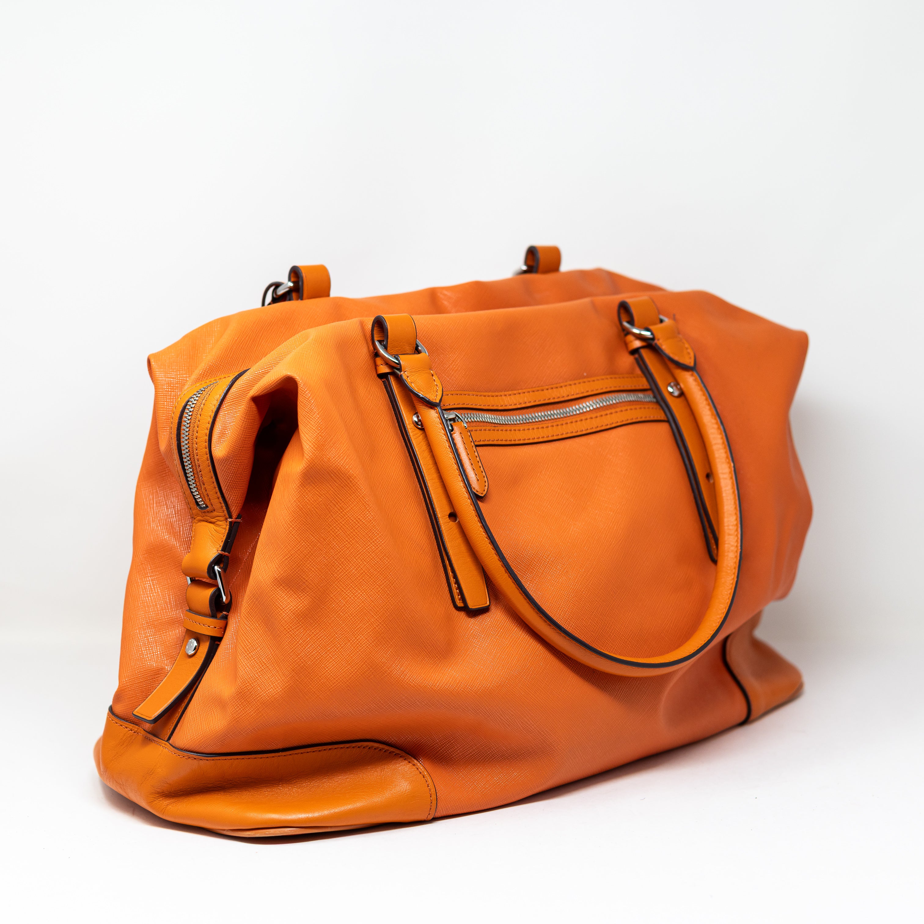 Tumi Genuine Leather Top Handle Oversized Travel Weekender Suitcase Purse Bag