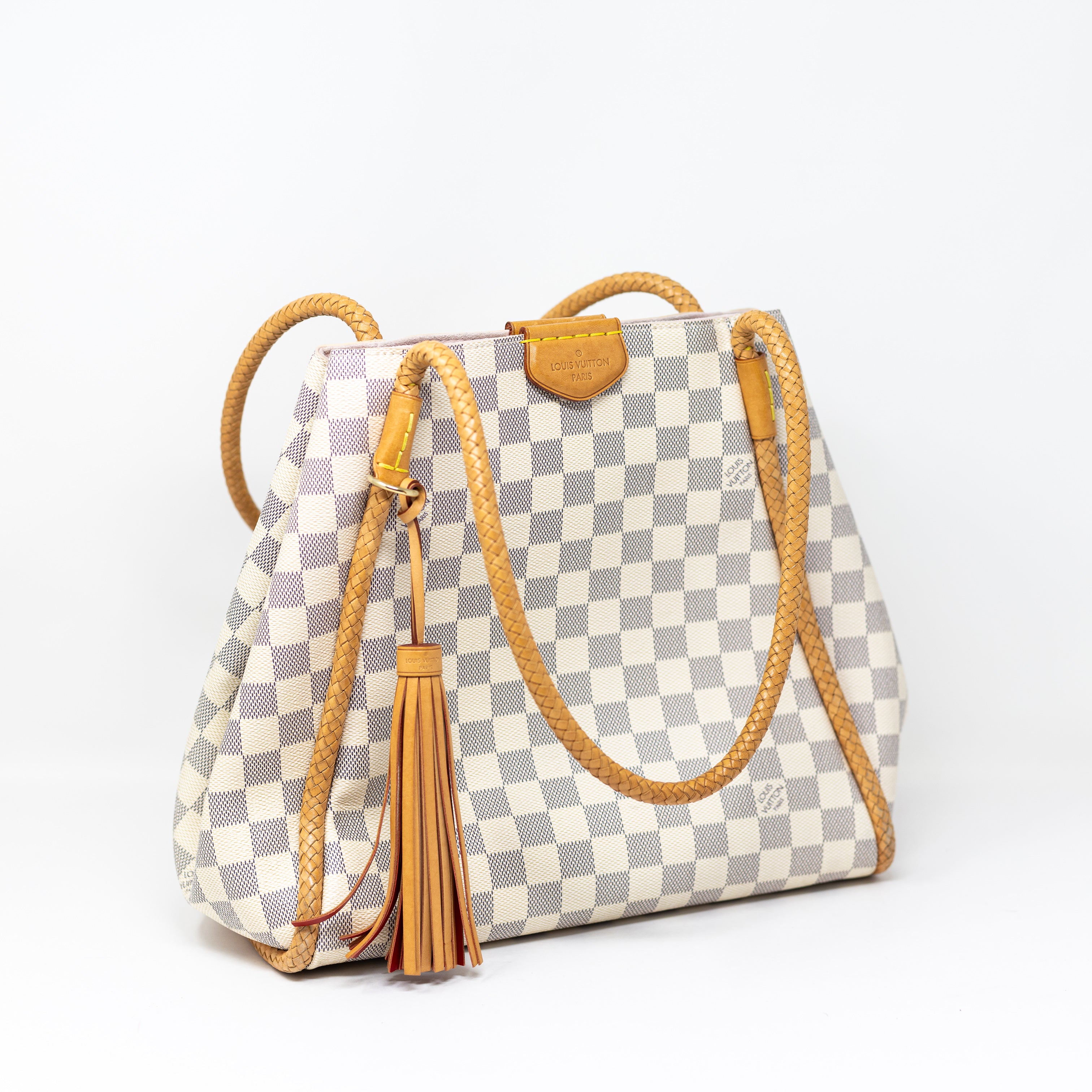 Louis Vuitton Propriano Damier Azur Check Coated Canvas Shoulder Tote Purse Bag