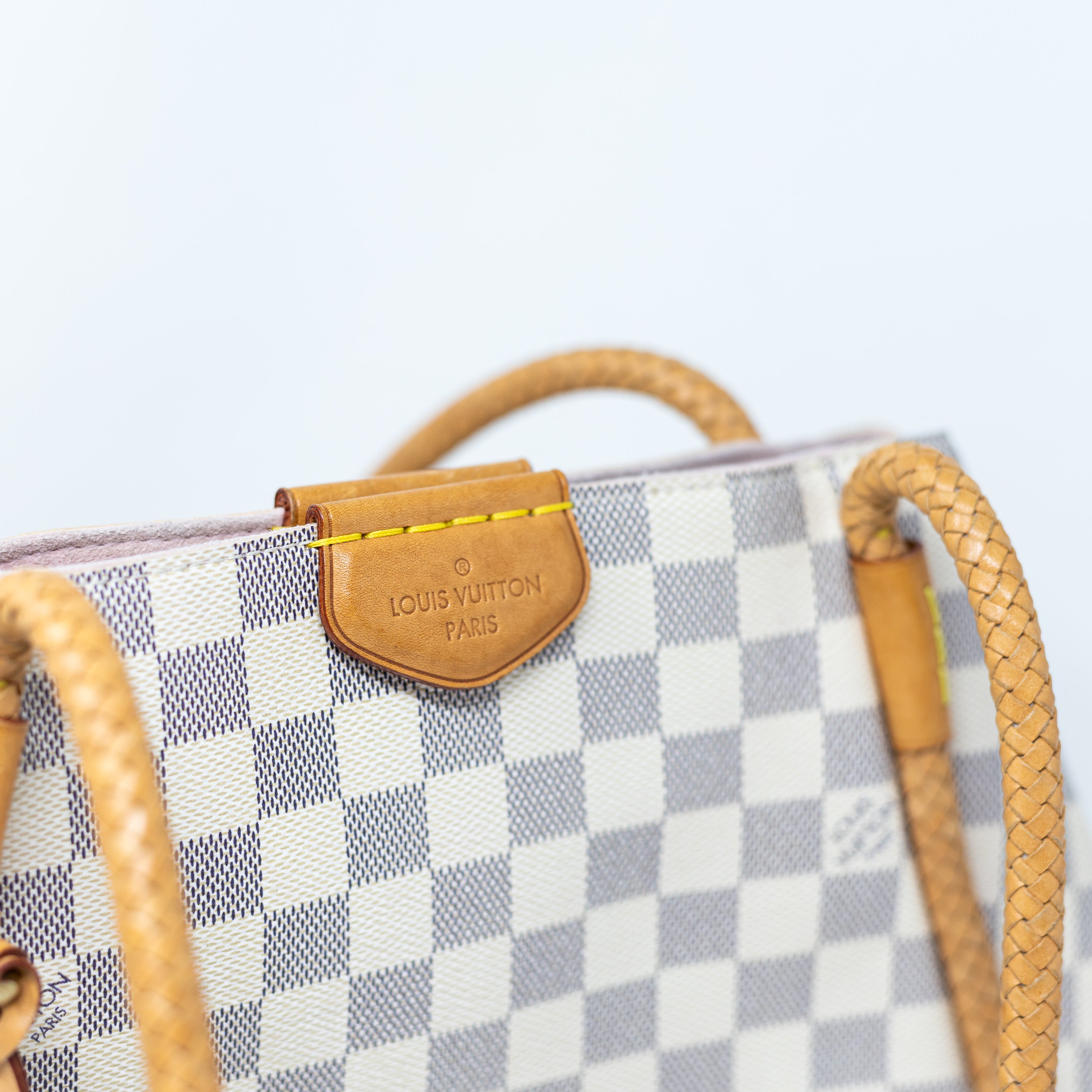 Louis Vuitton Propriano Damier Azur Check Coated Canvas Shoulder Tote Purse Bag