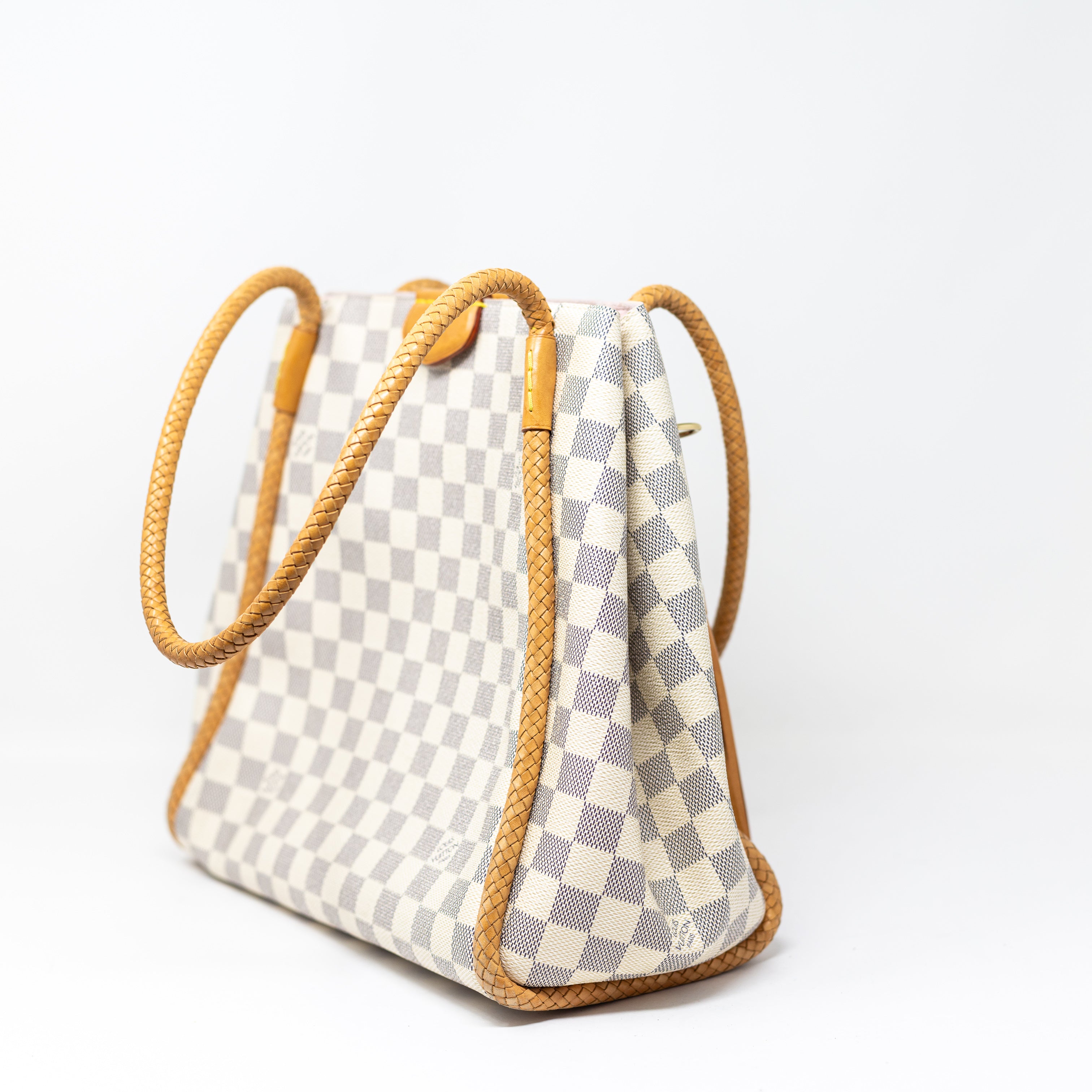 Louis Vuitton Propriano Damier Azur Check Coated Canvas Shoulder Tote Purse Bag