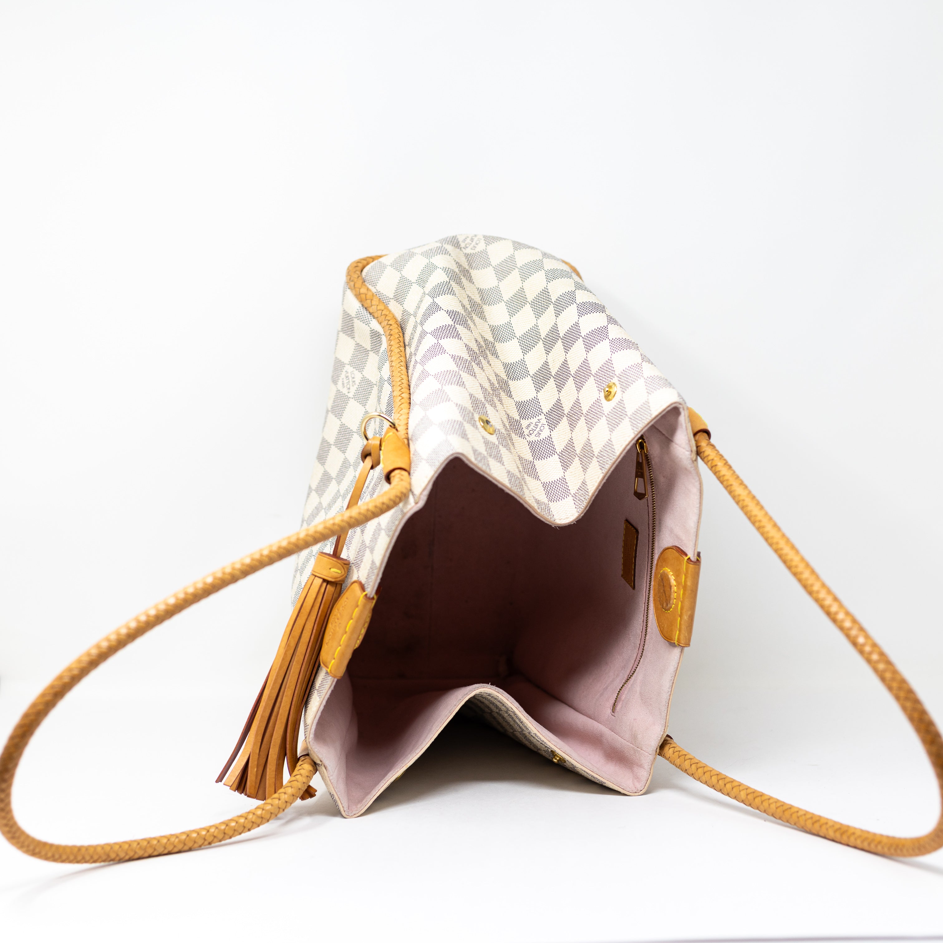 Louis Vuitton Propriano Damier Azur Check Coated Canvas Shoulder Tote Purse Bag