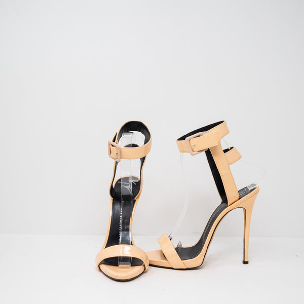 Giuseppe Zanotti Patent Leather Ankle Strap Cage Open Toe High Heels Sandals 7