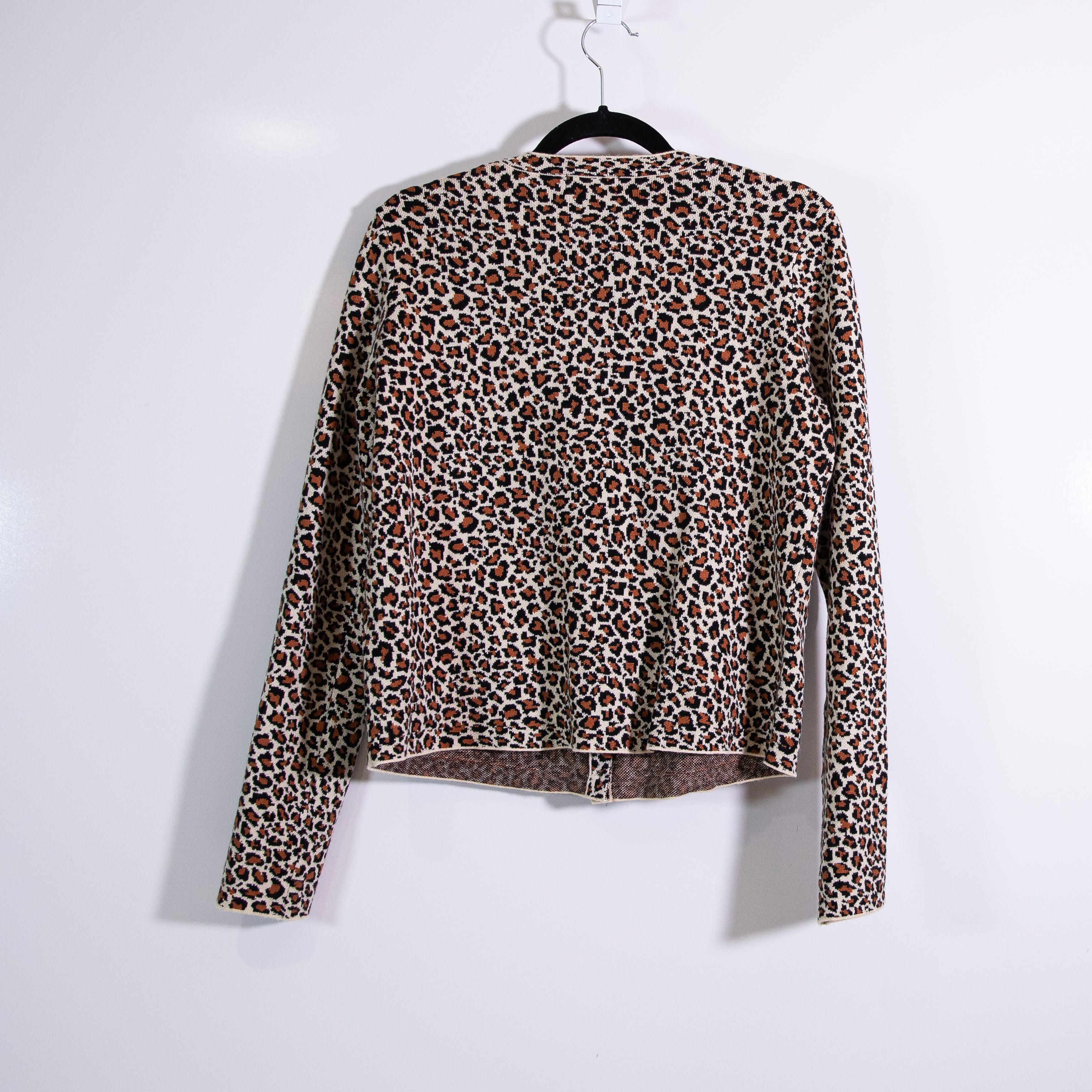 NEW Edikted Leopard Cheetah Animal Print Pattern Knit Stretch Sweater Cardigan M