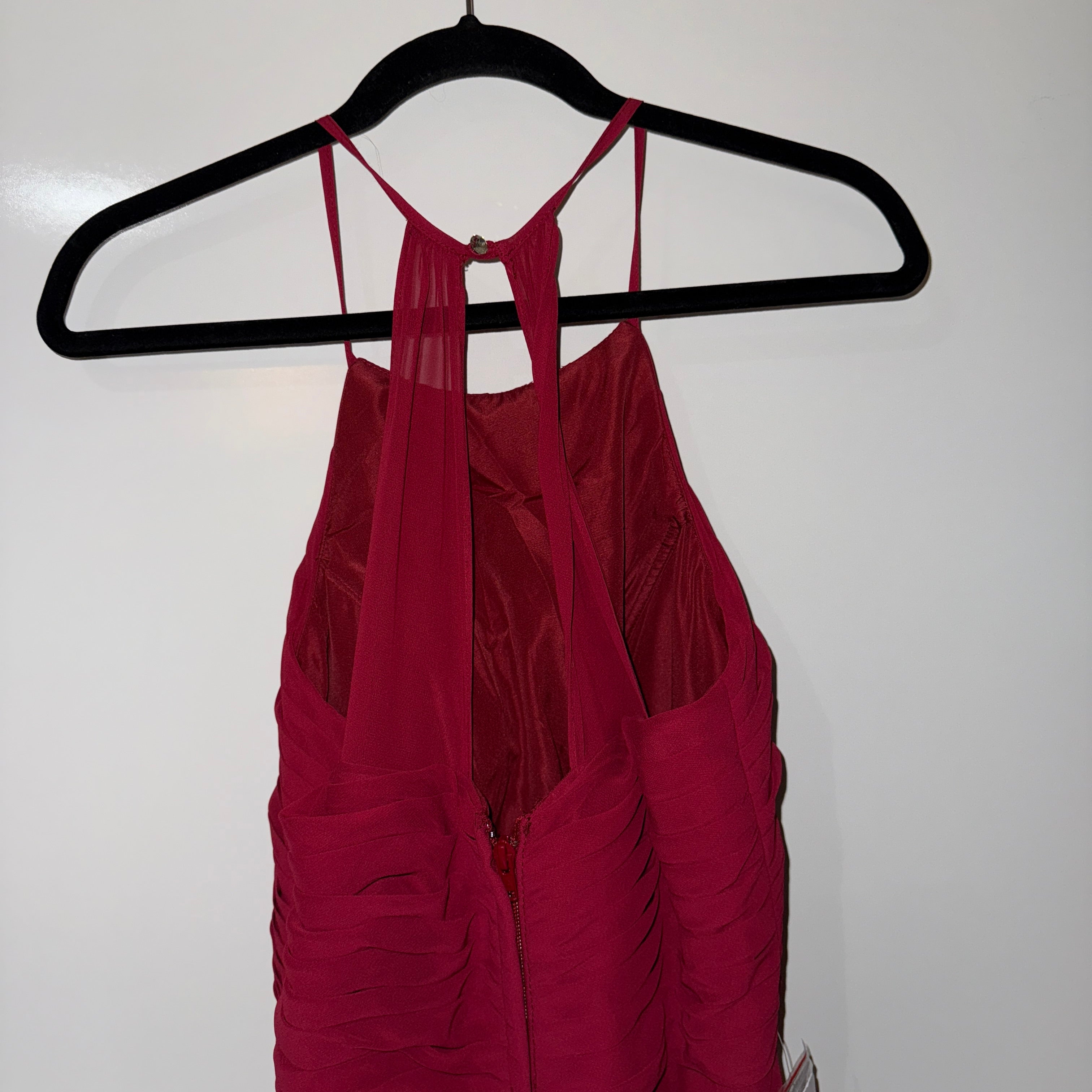 NEW Azazie Ginger A-Line Halter Pleated Chiffon Bridesmaid Dress Burgundy A8