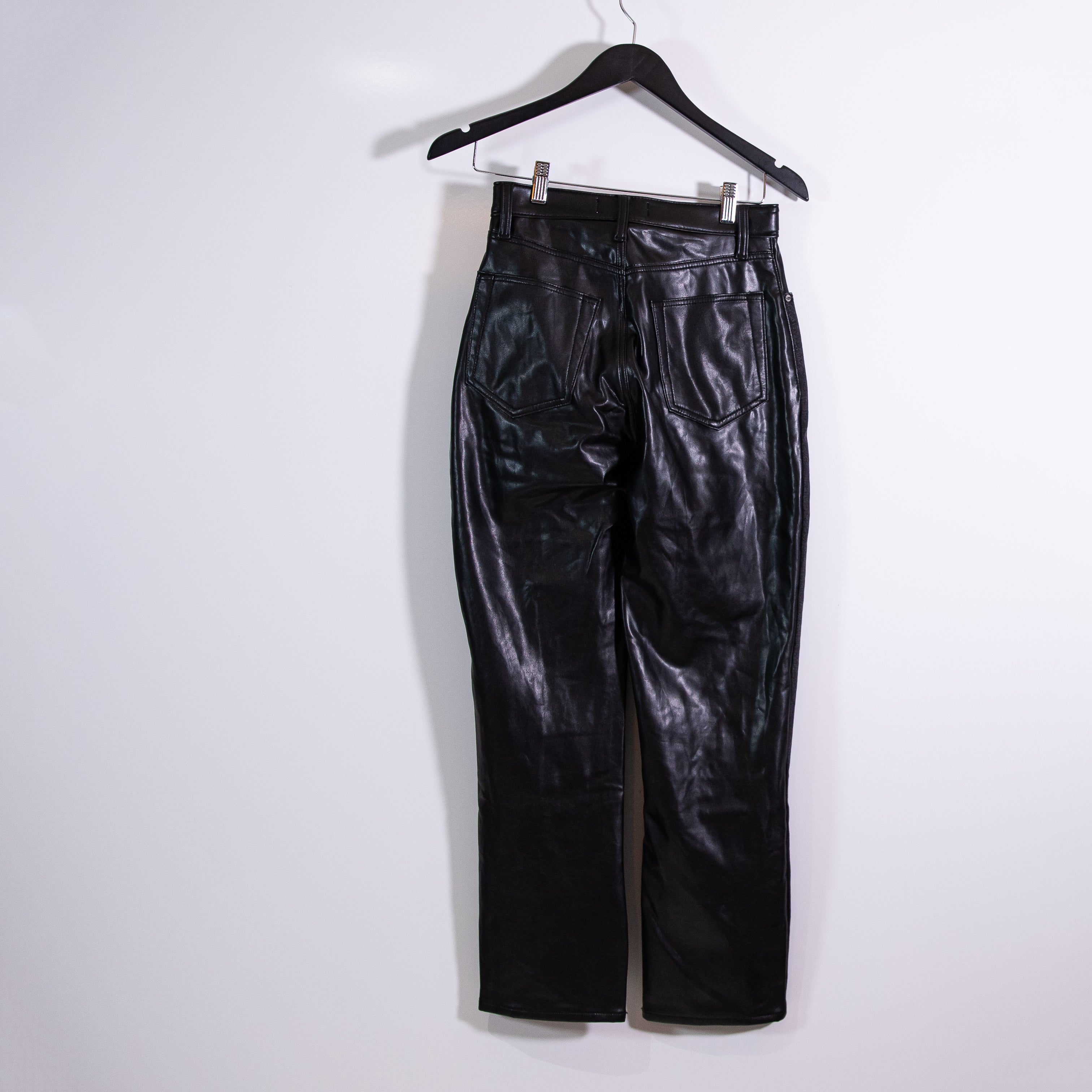 Abercrombie & Fitch Ankle Straight Ultra High Rise Curve Love Faux Leather Jeans