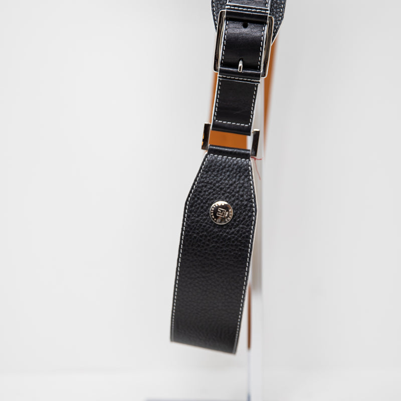 Lambertson Truex Made In Italy Genuine Leather Buckle Slim Waist Belt Black L