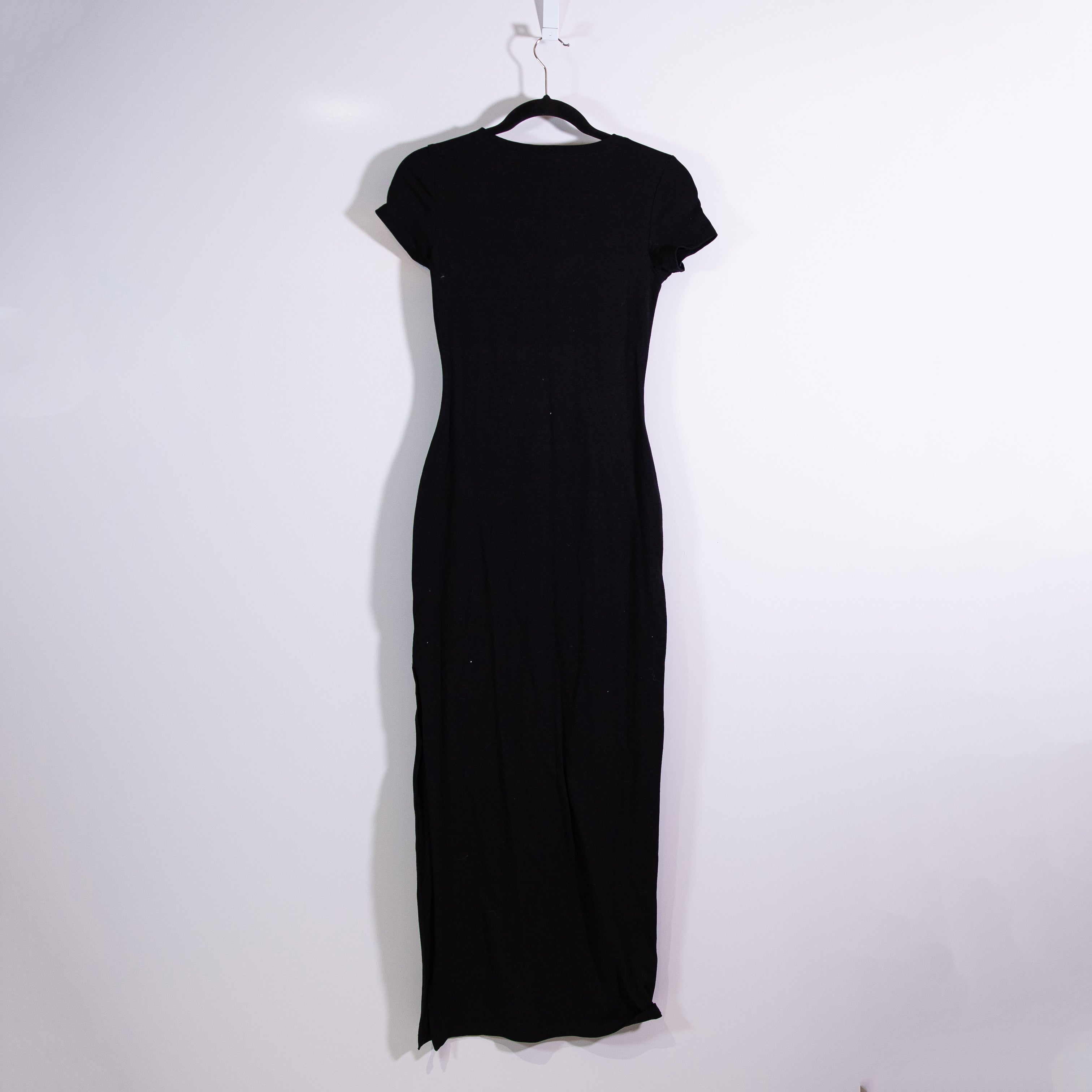 NEW Princess Polly Lex Cotton Stretch Crew Neck Short Sleeve Maxi Dress Black 4