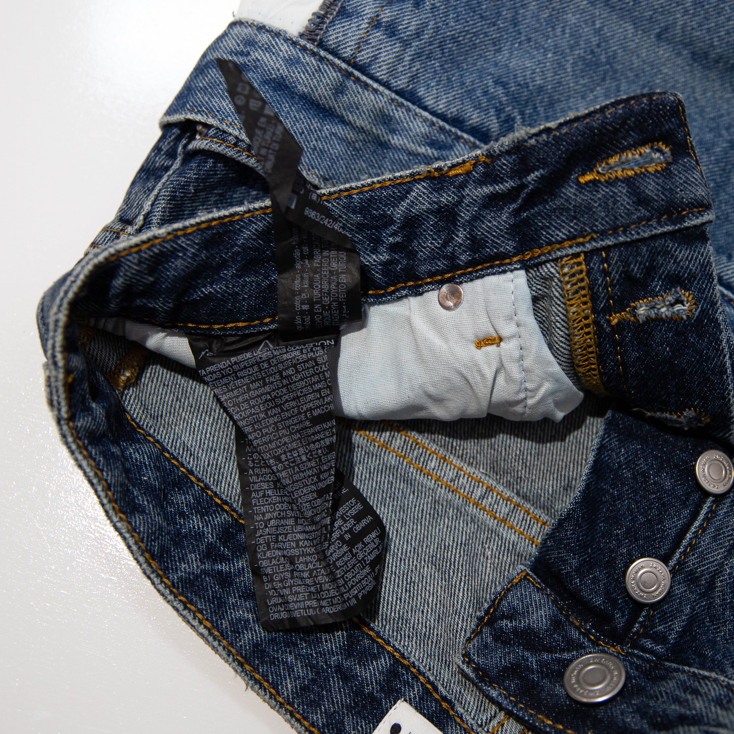 Zara Cotton Patchwork Double Overlay High Rise Mini Denim Jean Skirt Blue Medium