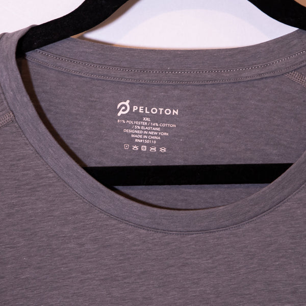Peloton Men's Graphic Logo Multi Color Stripe Short Sleeve Crew Neck Tee Shirt