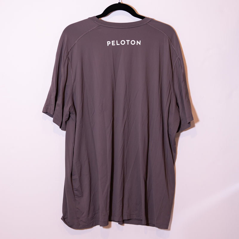 Peloton Men's Crew Neck Short Sleeve Logo Graphic Print Athletic Tee Shirt Gray