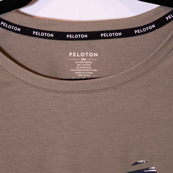 Peloton Men's Crew Neck Short Sleeve Logo Graphic Print Athletic Tee Shirt Green
