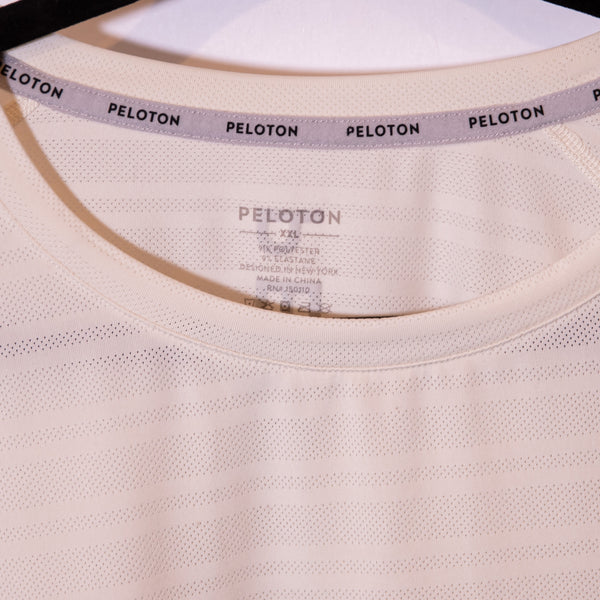 Peloton Men's Crew Neck Short Sleeve Stripe Logo Graphic Print Athletic Shirt