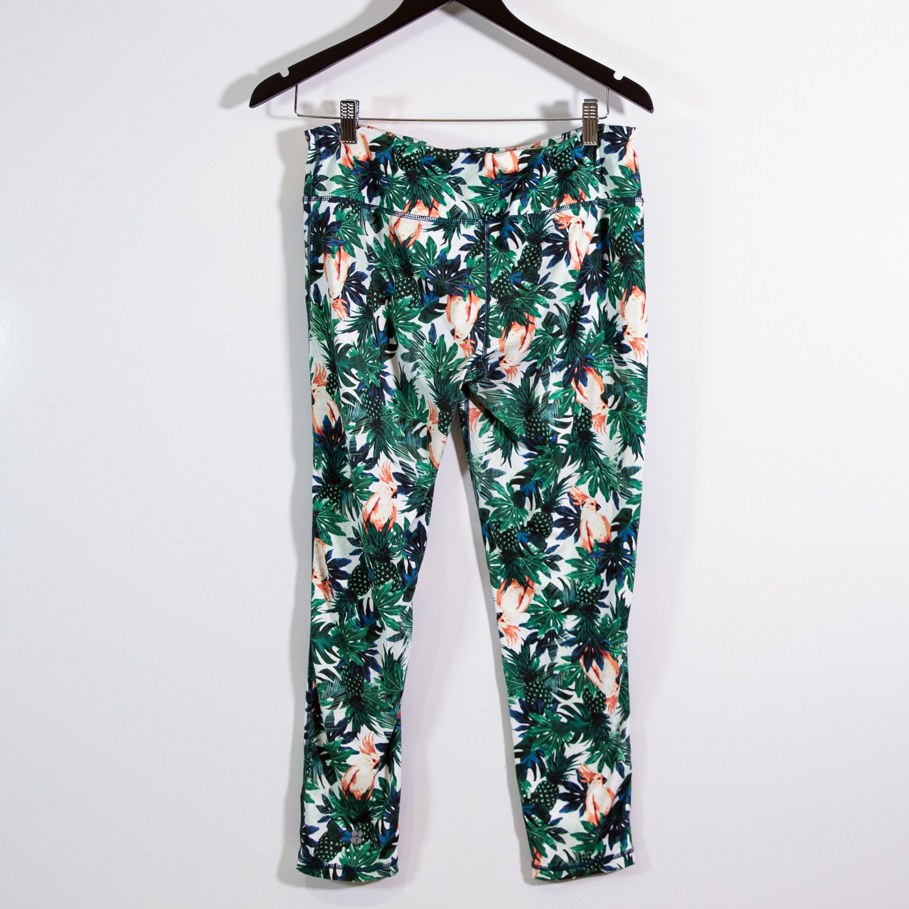 Sweaty Betty Women's Mid Rise Athletic Work Out Leggings Crop Pants Tropical L