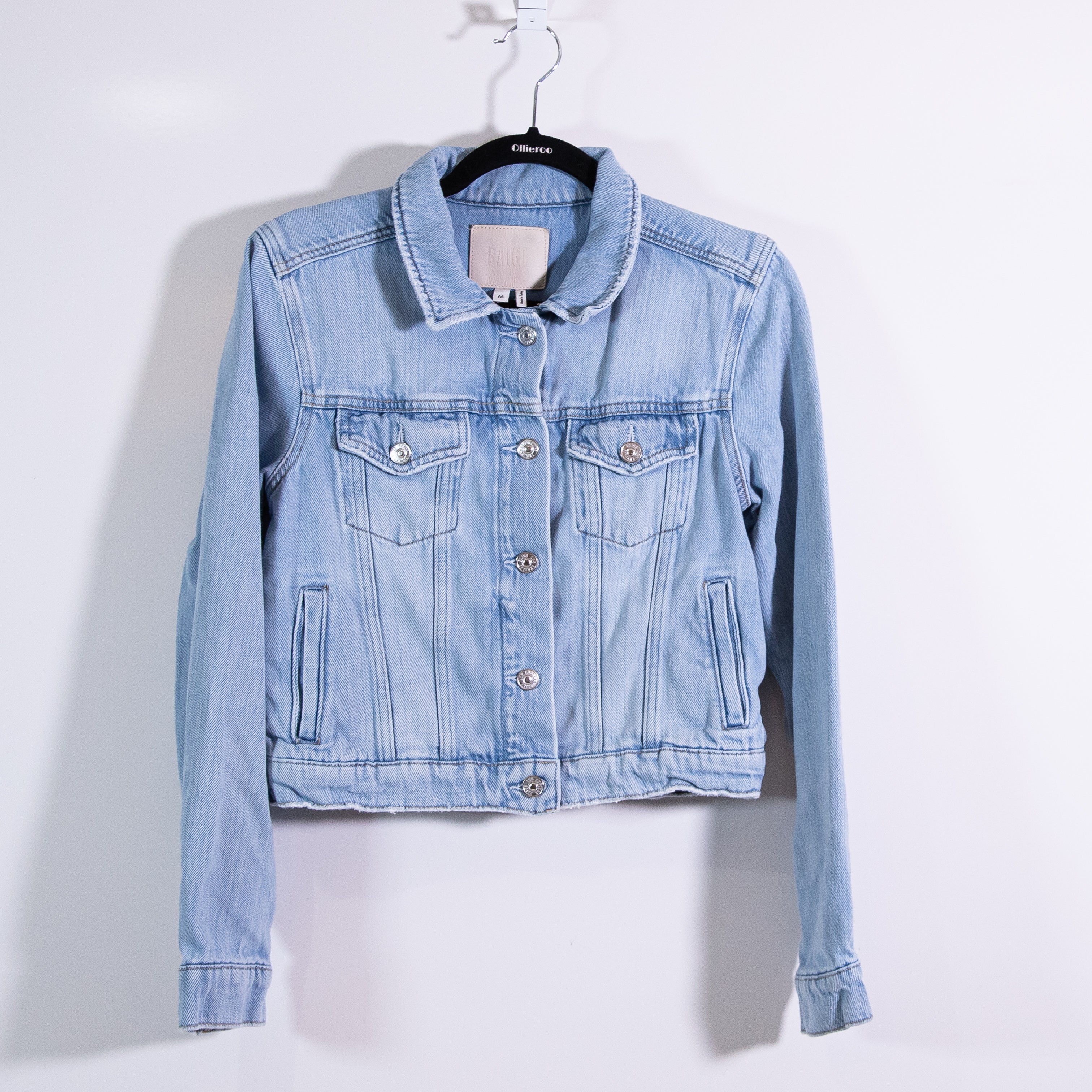 Paige Denim Relaxed Vivienne Cotton Cropped Button Jean Jacket Sonata Distressed