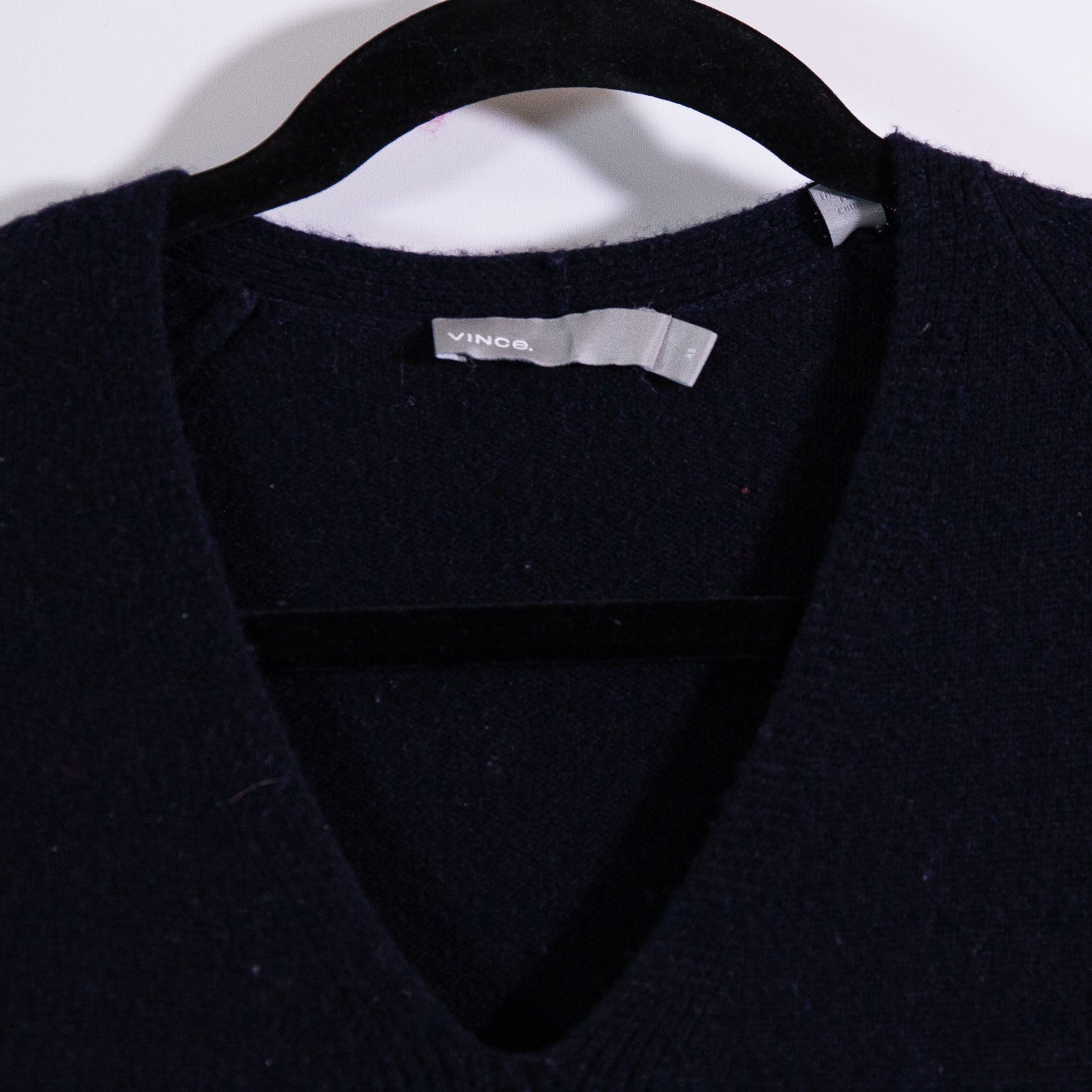 Vince Women's Wool Cashmere Stretch Knit V Neck Pullover Sweater Dress Black XS