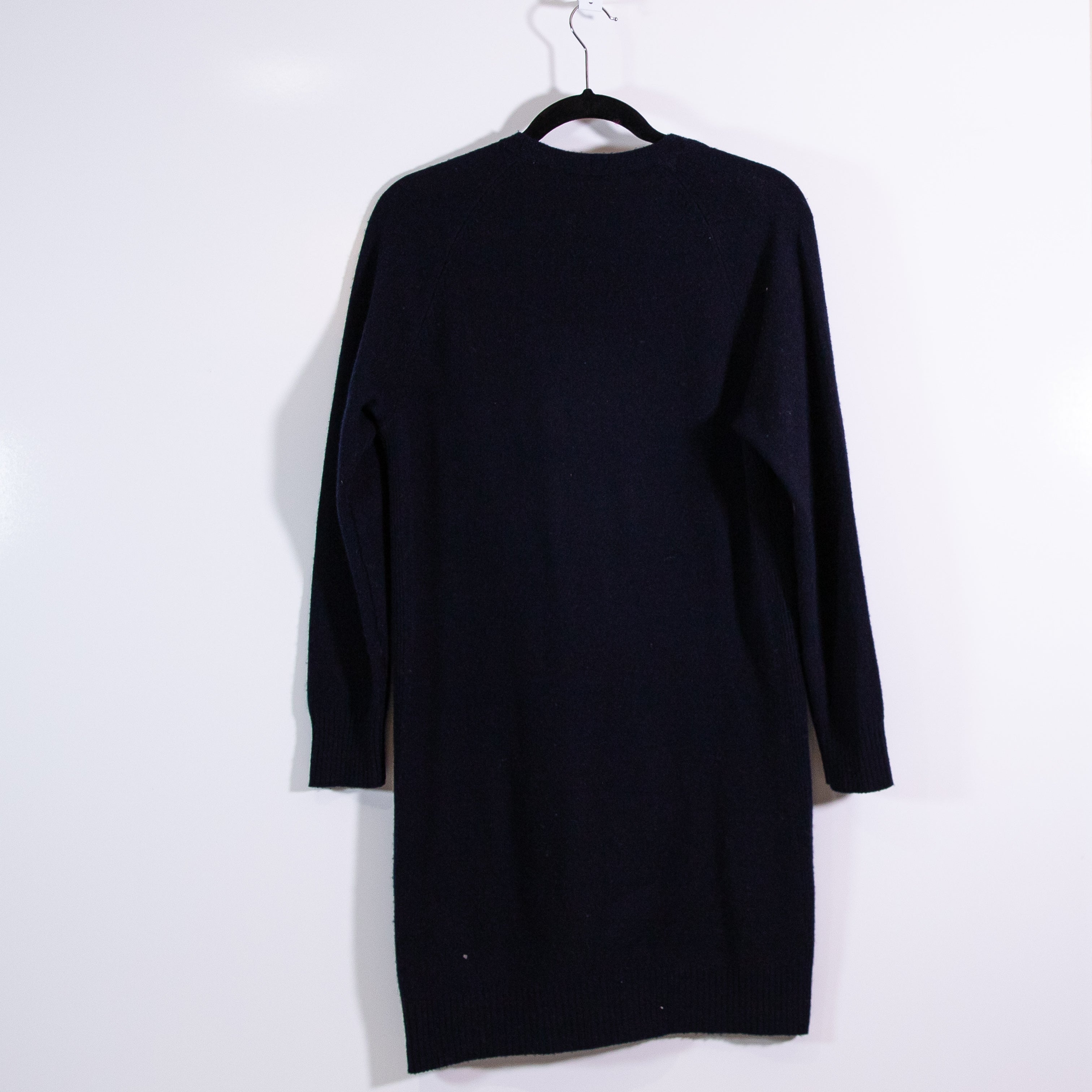 Vince Women's Wool Cashmere Stretch Knit V Neck Pullover Sweater Dress Black XS