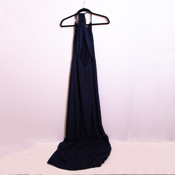 NEW Calypso St. Barth Hoss Intropia Midnight Blue Sequin Glitter Gown Dress XS